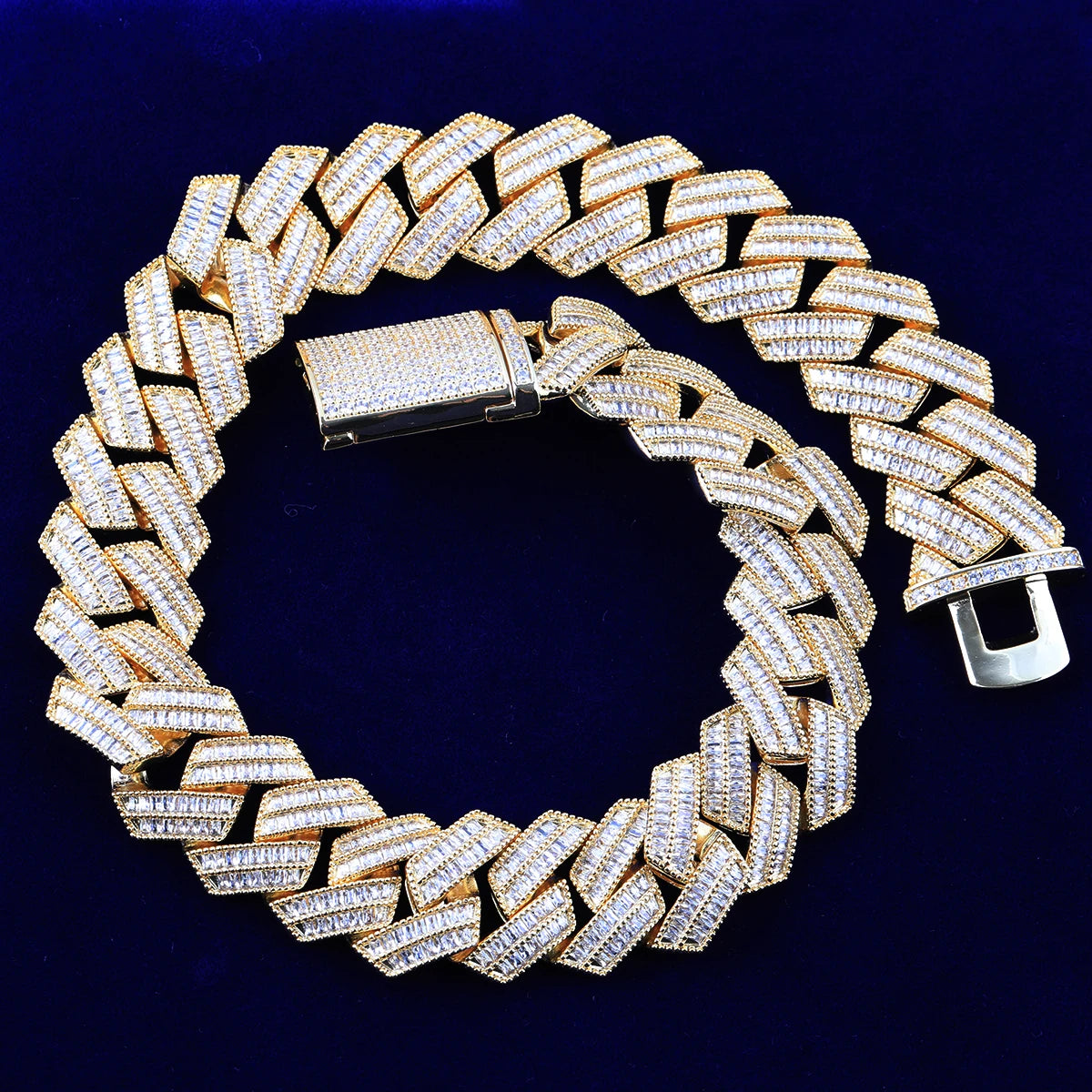 20mm Baguatte Prong Cuban Link Necklace