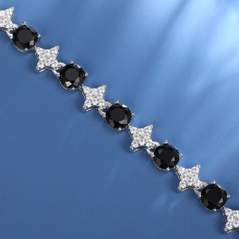 8mm S925 Black Moissanite Star Link Tennis Chain - Icedgame & Co