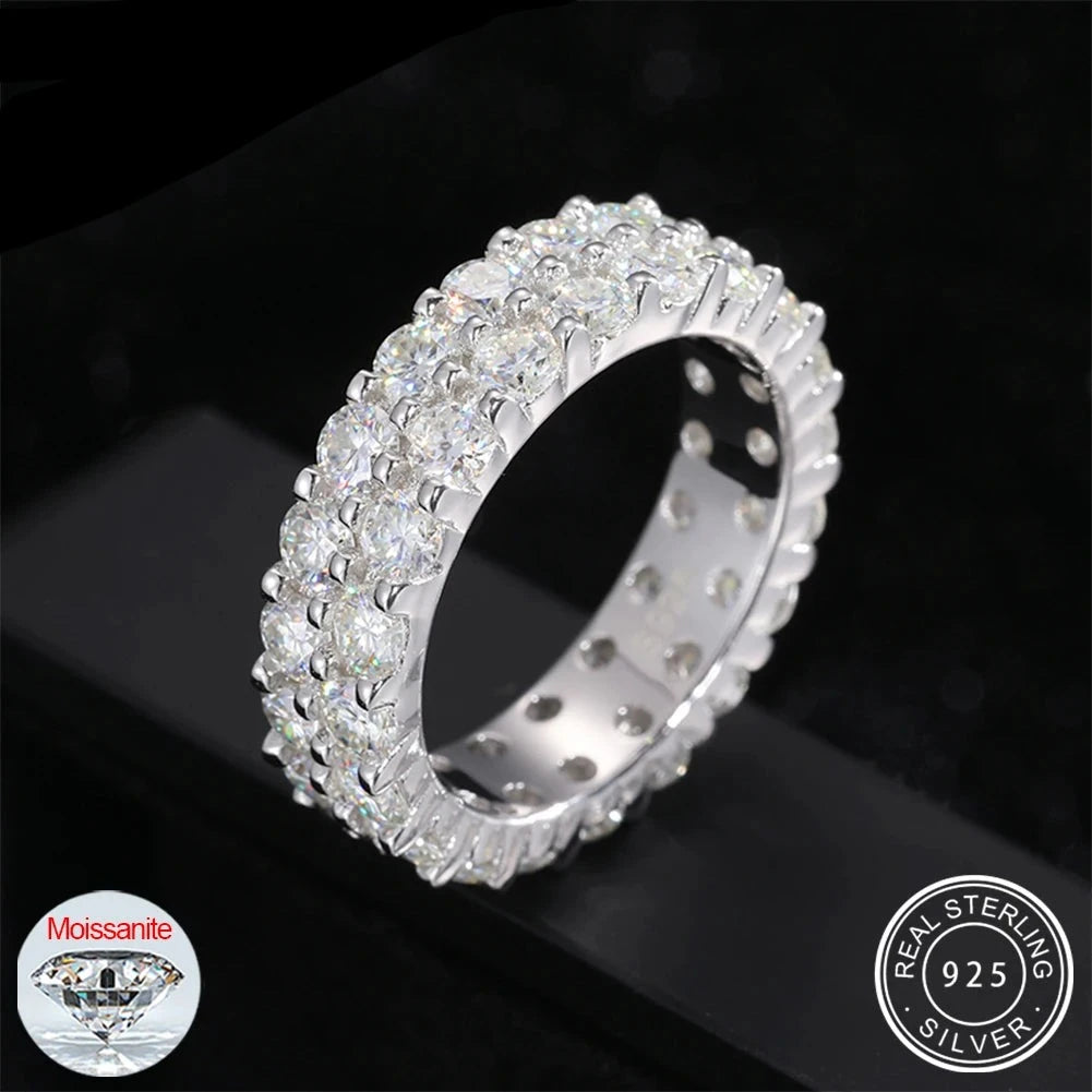 S925 2 Rows Moissanite Eternity Band Ring