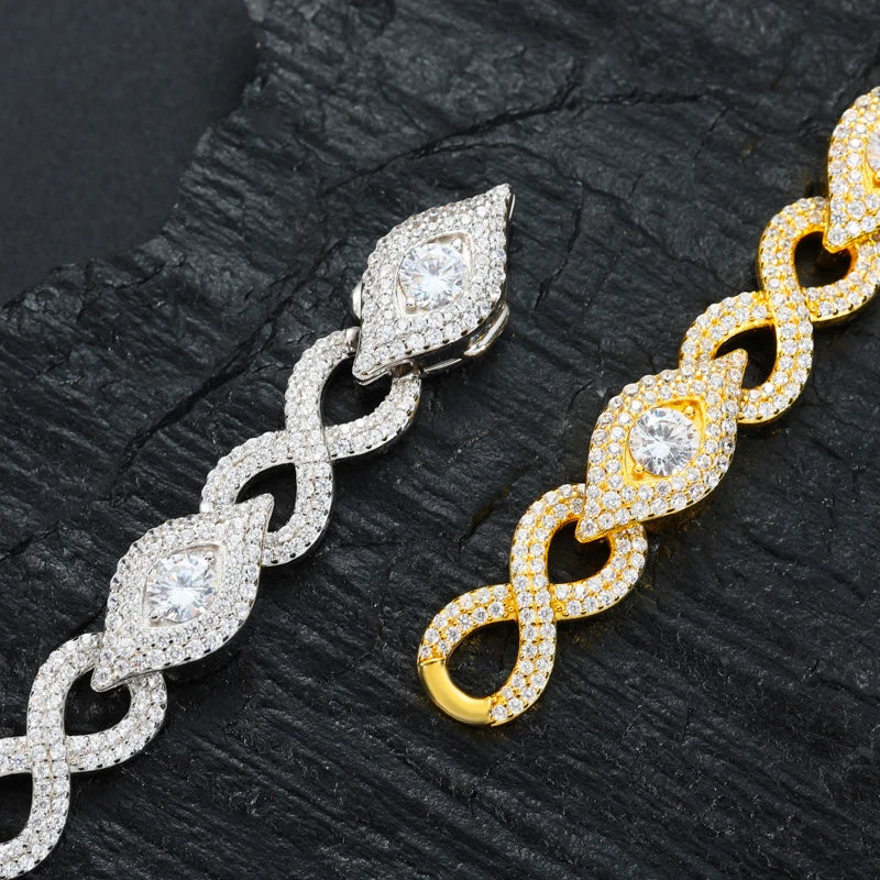 10mm S925 Moissanite Infinity Evil Eye Bracelet