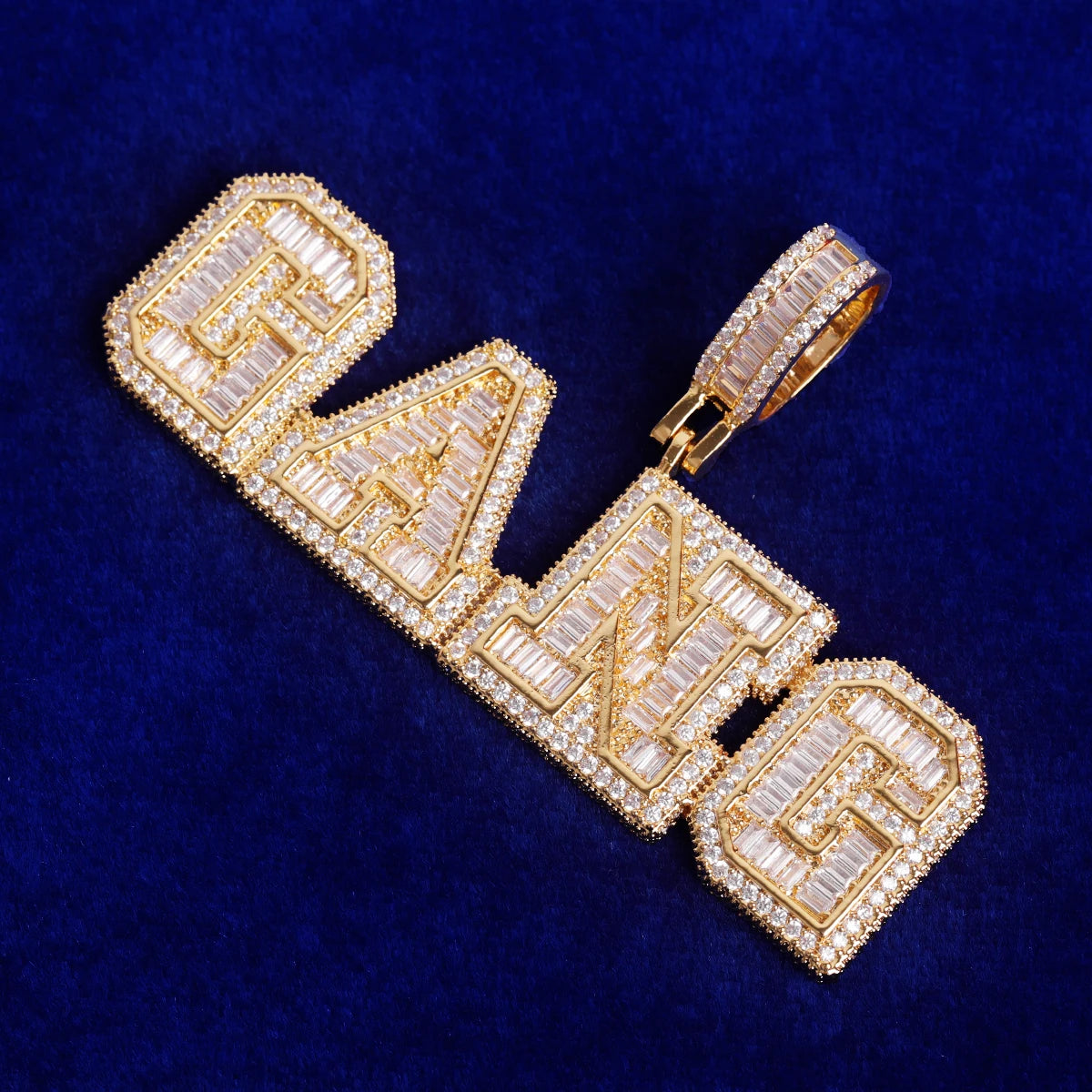 Custom University Font Baguette Layer Letter Pendant - Icedgame & Co