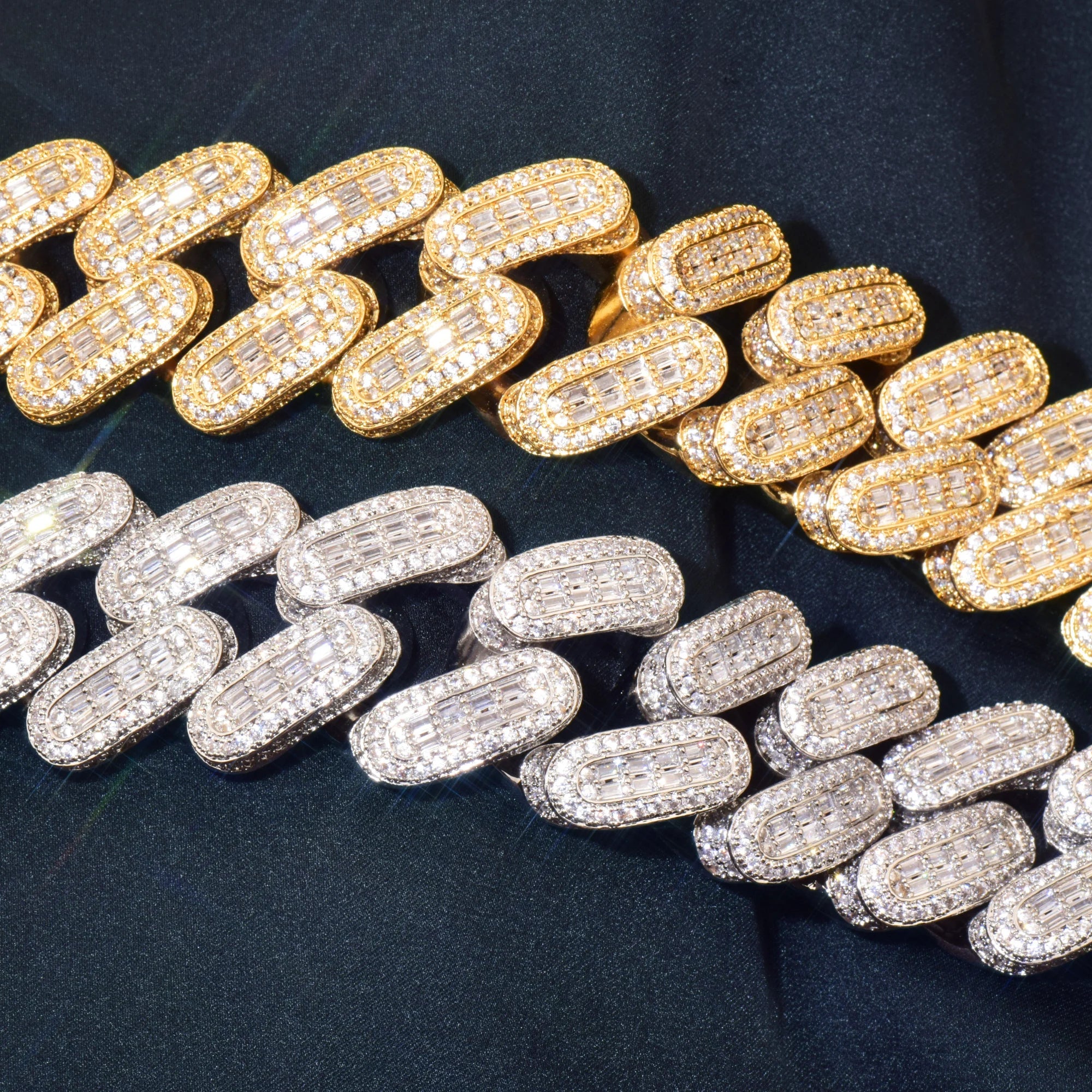 28mm Baguette Thick Cuban Link Necklace - Icedgame & Co