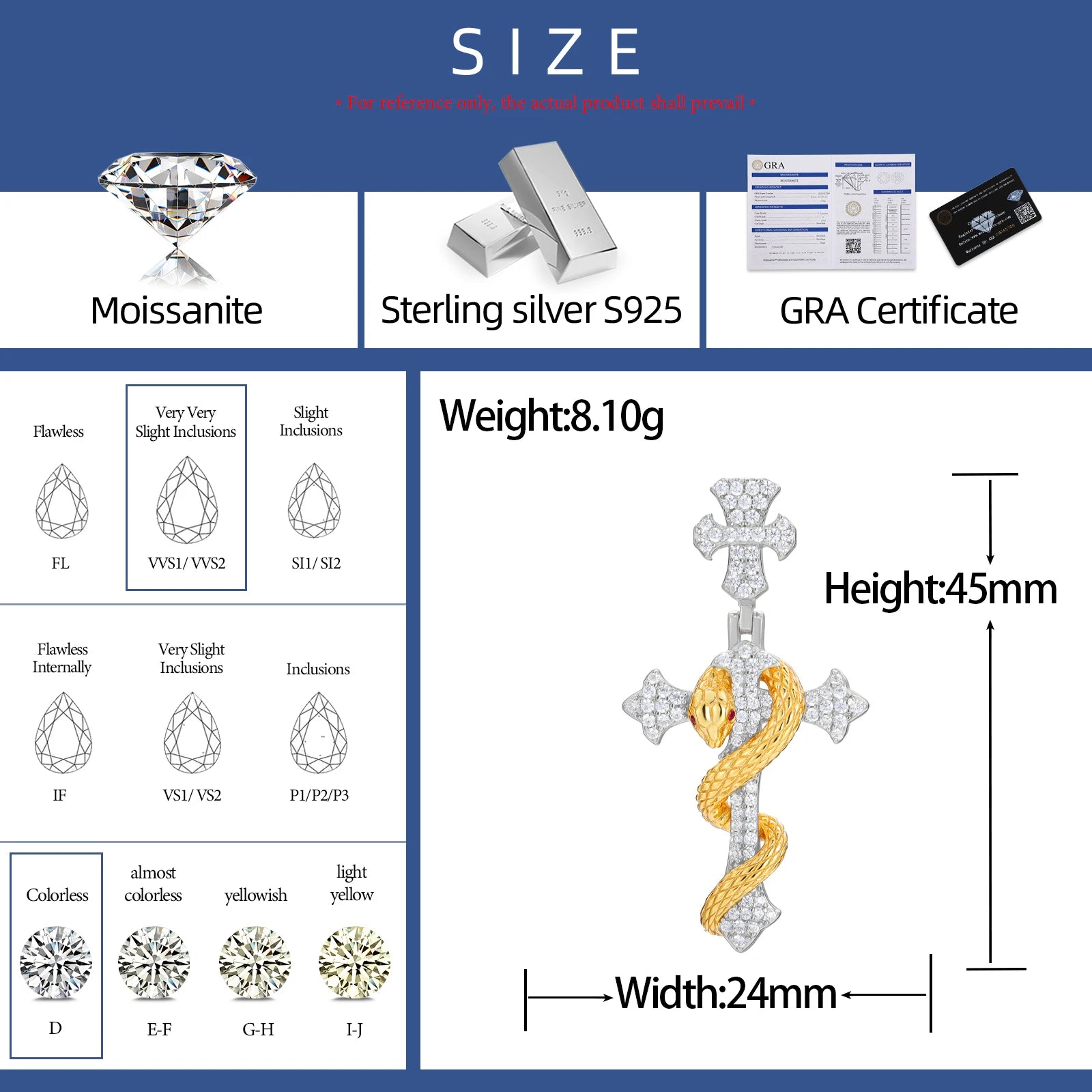 S925 Moissanite The Rod of Asclepius Cross Pendant