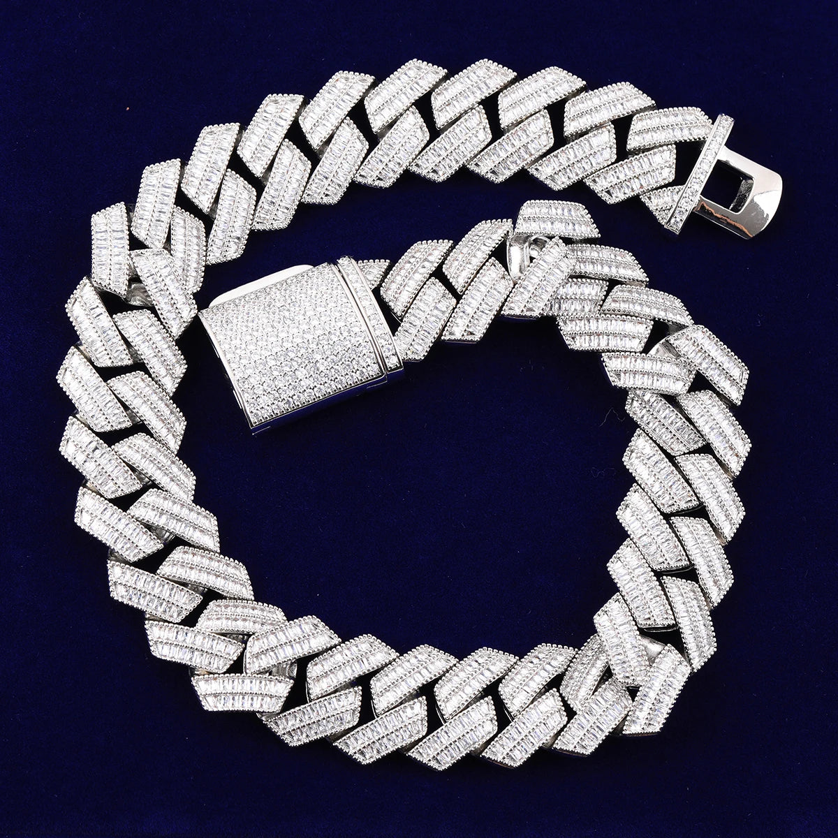 20mm Baguatte Prong Cuban Link Necklace