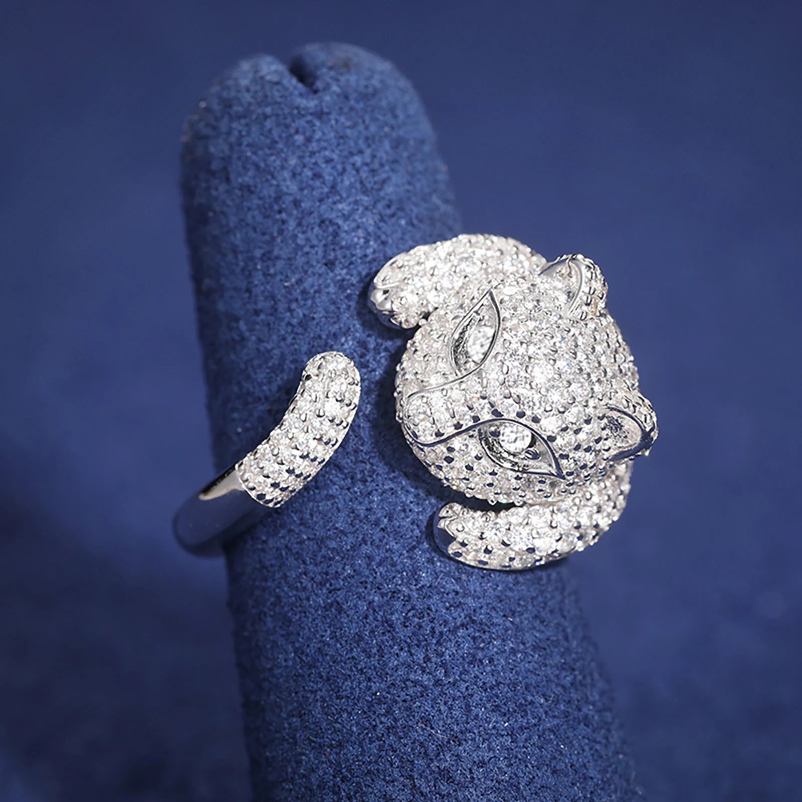 S925 Moissanite Leopard Diamond Cuff Ring - Icedgame & Co