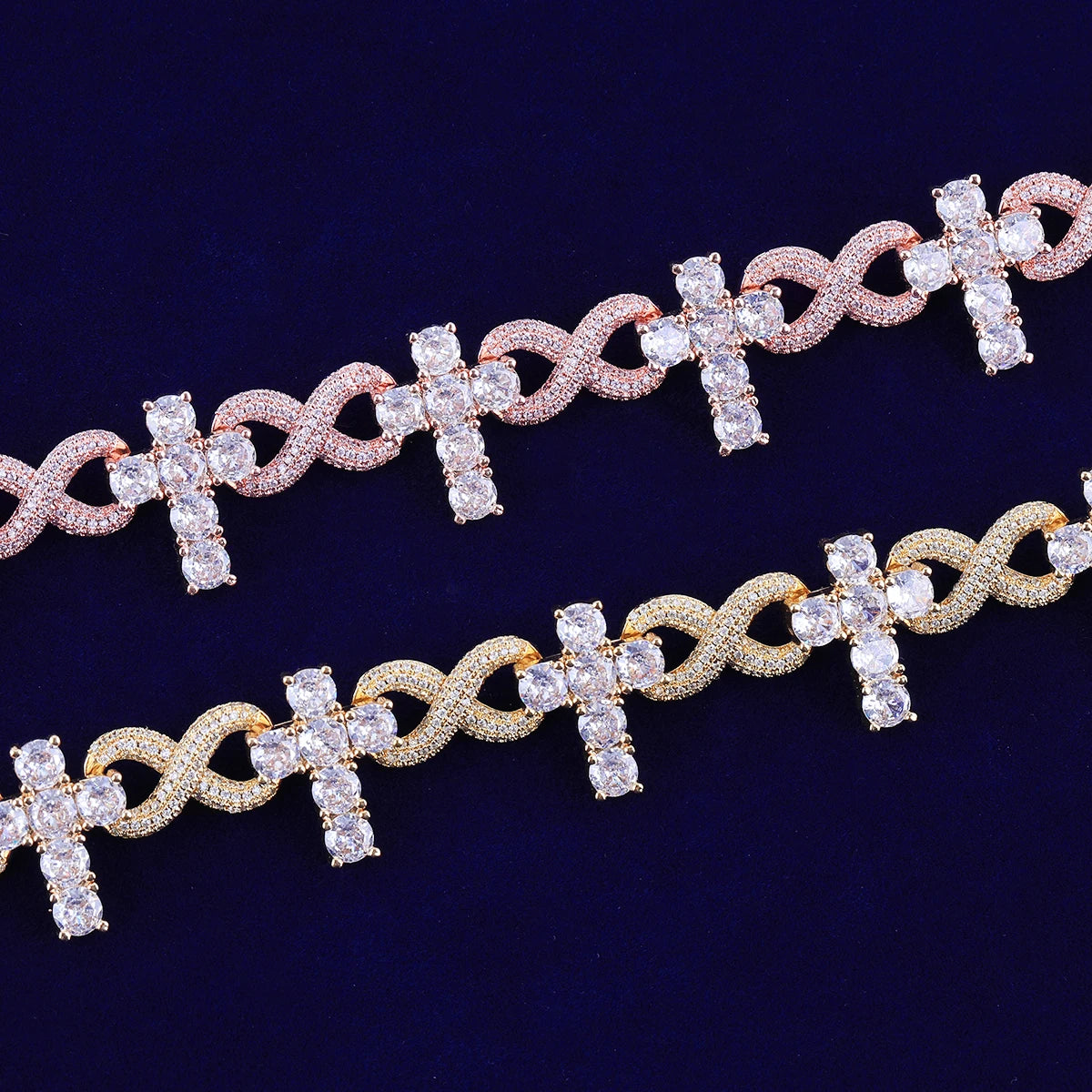 Infinity Tennis Cross Link Bracelet