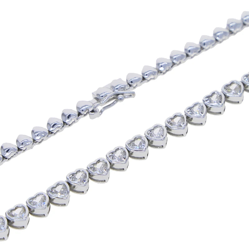 5MM Bezel Heart Shaped Tennis Chain Necklace