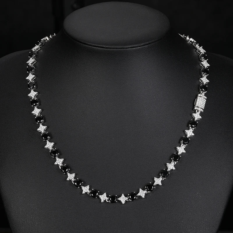 8mm S925 Black Moissanite Star Link Tennis Chain - Icedgame & Co