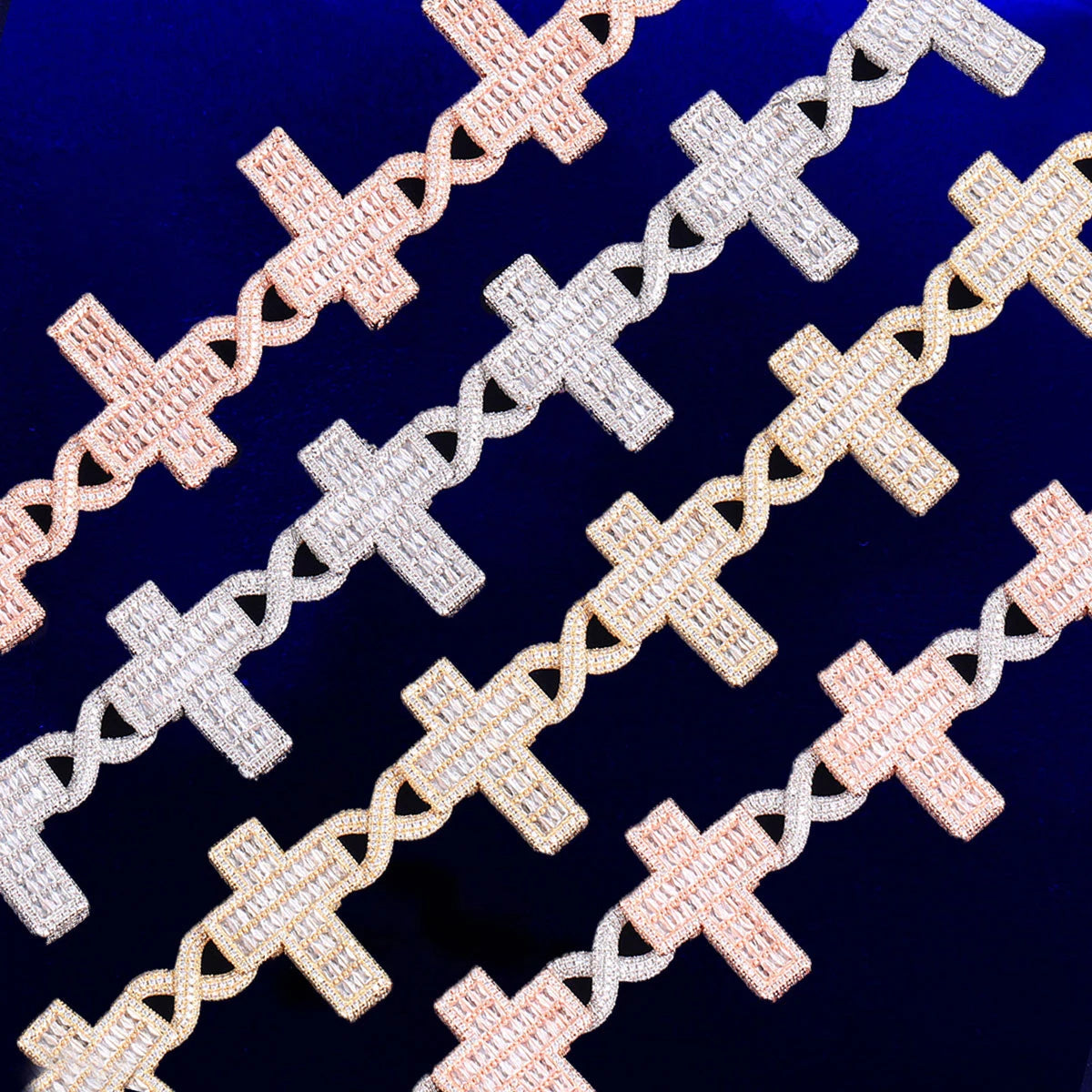 16MM Infinity Latin Baguette Cross Link Chain Bracelet