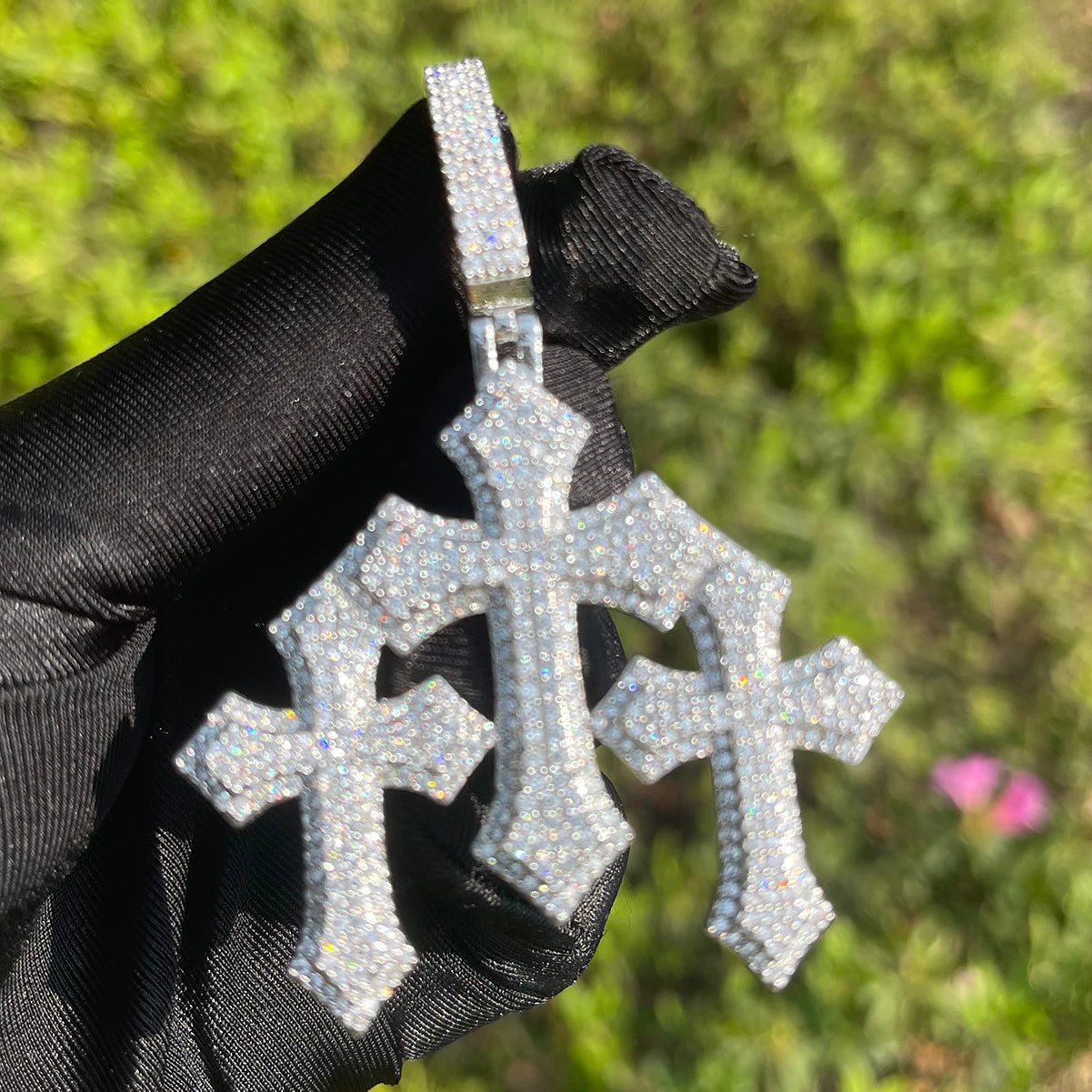 TRIPLE BAGUETTE CROSS PENDANT