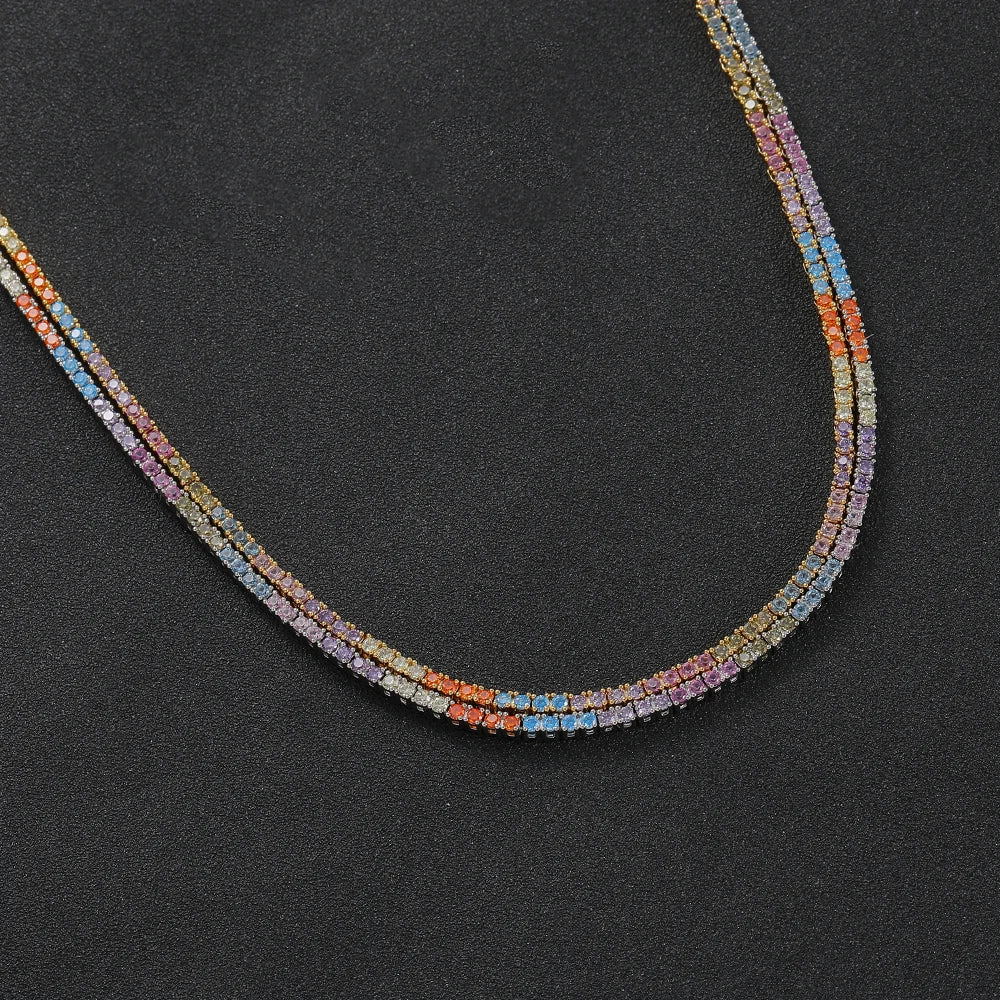 Multicolor Tennis Necklace - 2mm