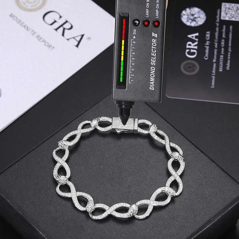 S925 Moissanite Infinity Snake Link Bracelet - Icedgame & Co