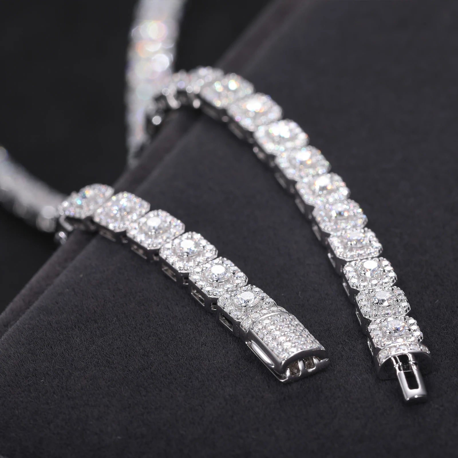 S925 Moissanite Micro Clustered Tennis Bracelet - White Gold (6MM)