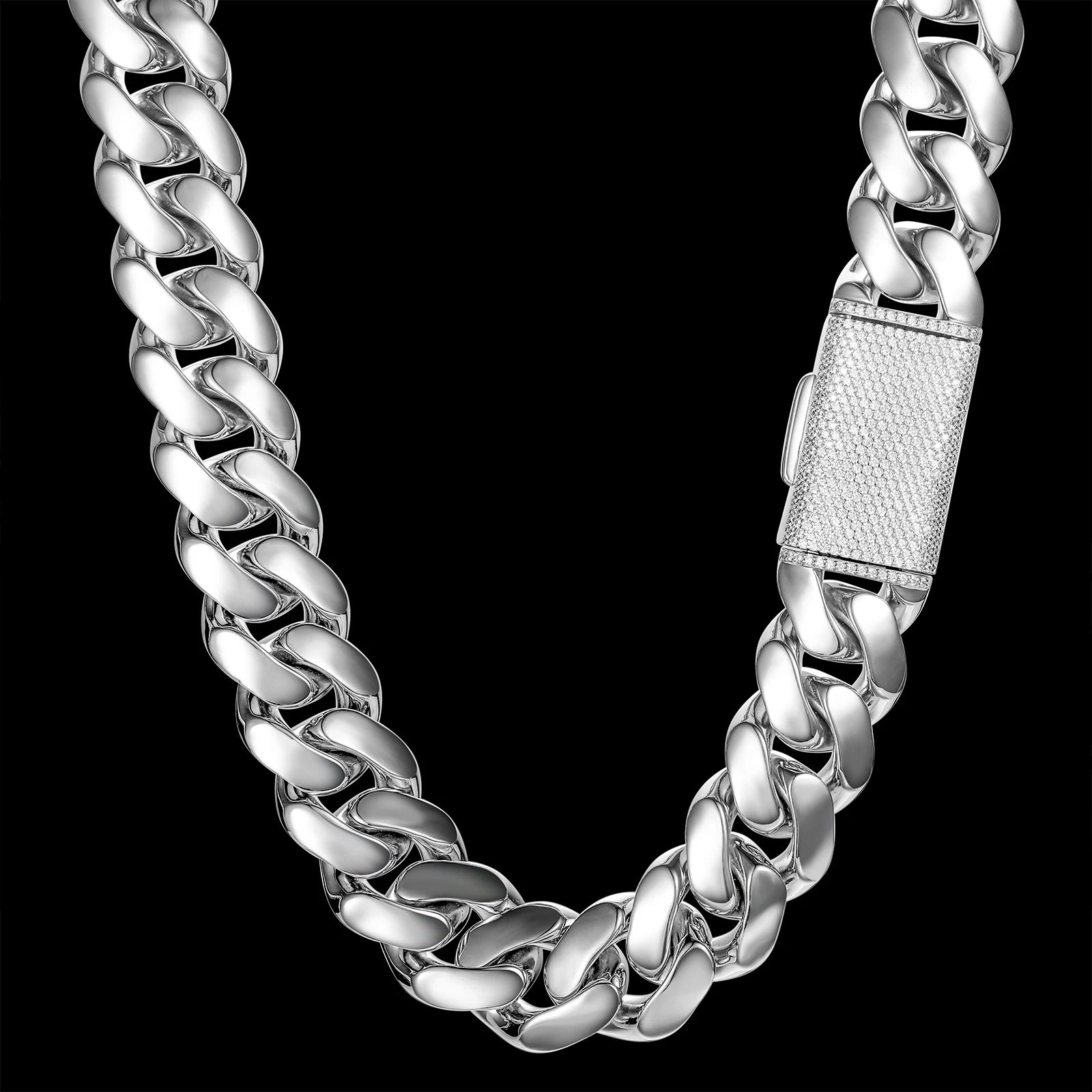 20mm Solid 18k Miami Cuban Link Chain w/Iced Clasp