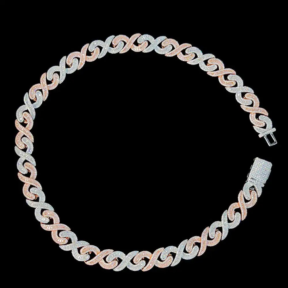 15mm Iced Out Baguette Infinity Link Necklace
