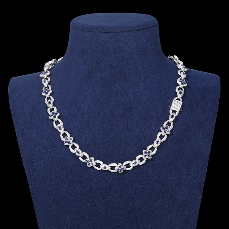 S925 Moissanite Flower Devil Eye Diamond Link Bracelet or Necklace
