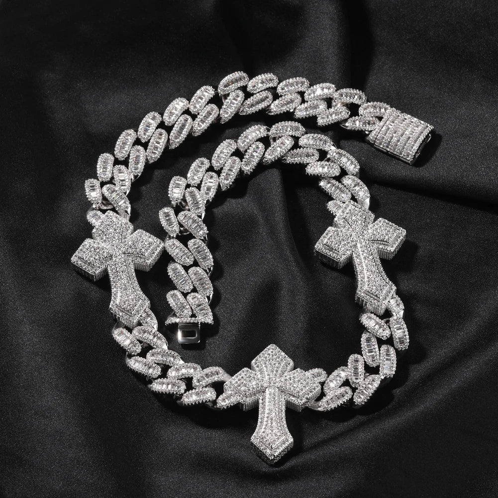 Baguette Cuban Cross Link Necklace