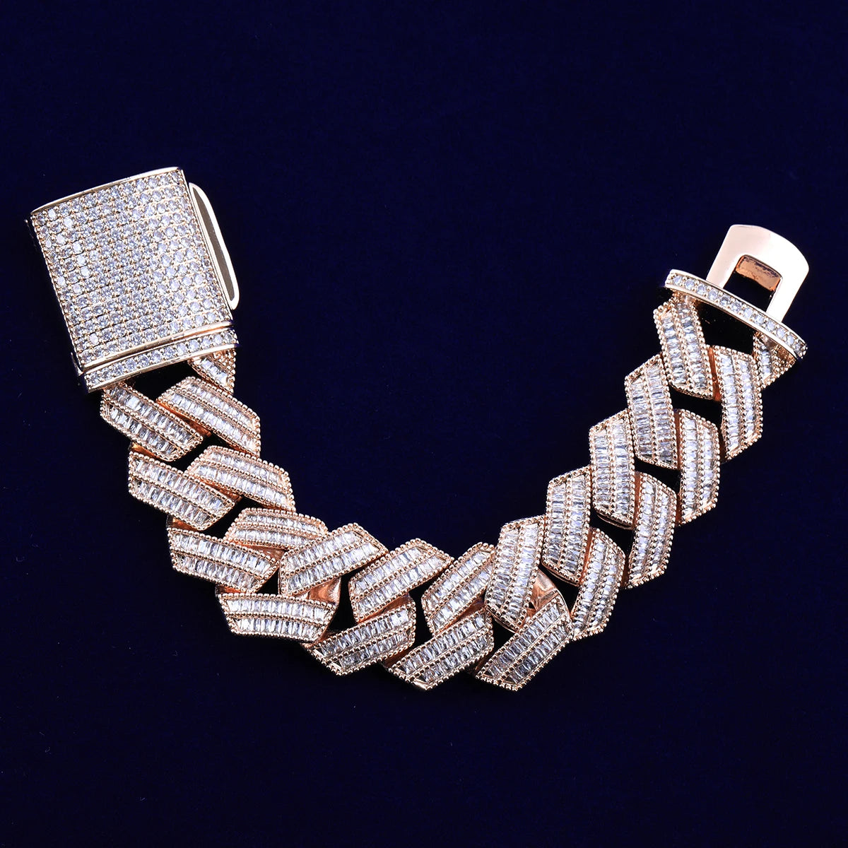 20mm Baguatte Prong Cuban Link Bracelet