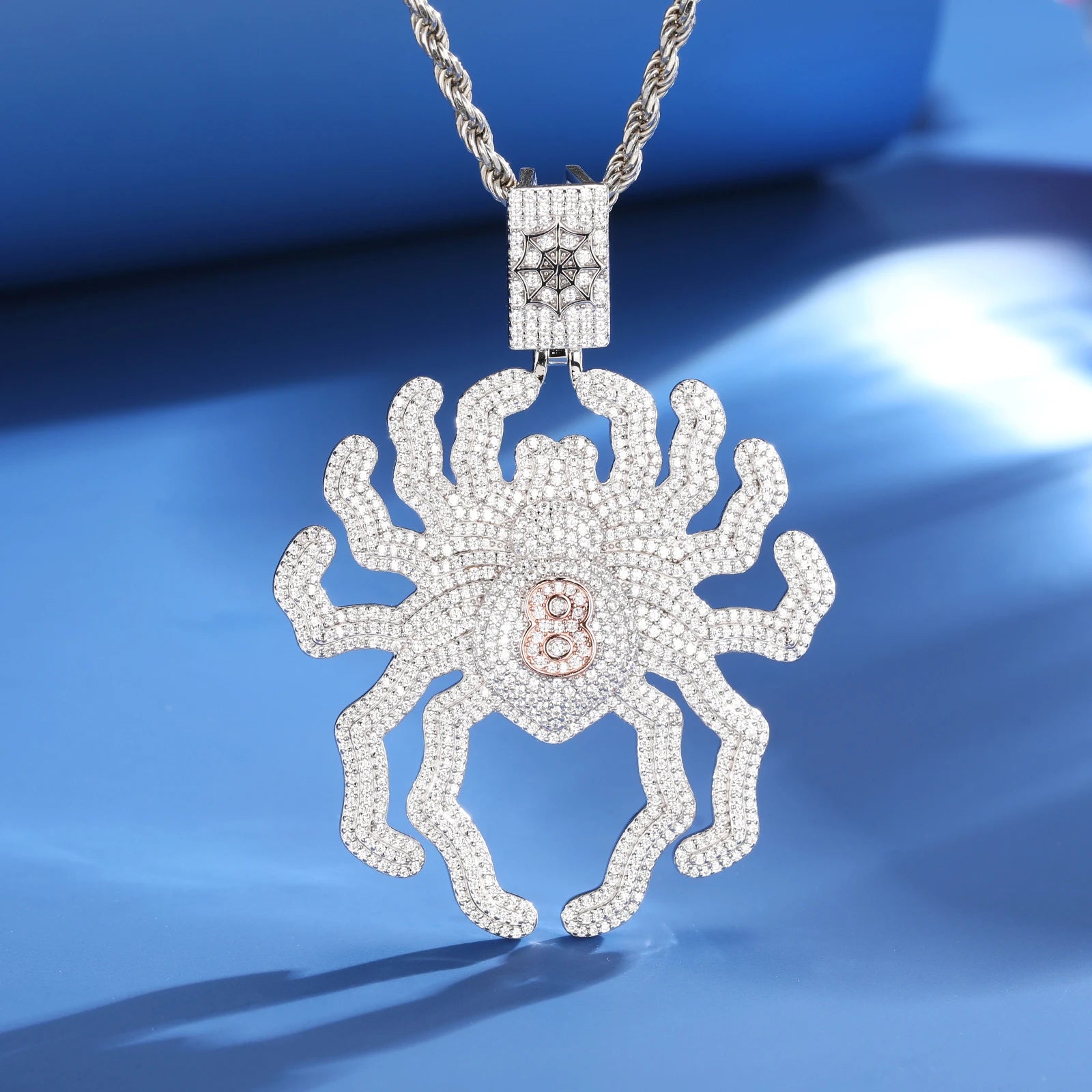 S925 Iced Out Moissanite Spider Pendant