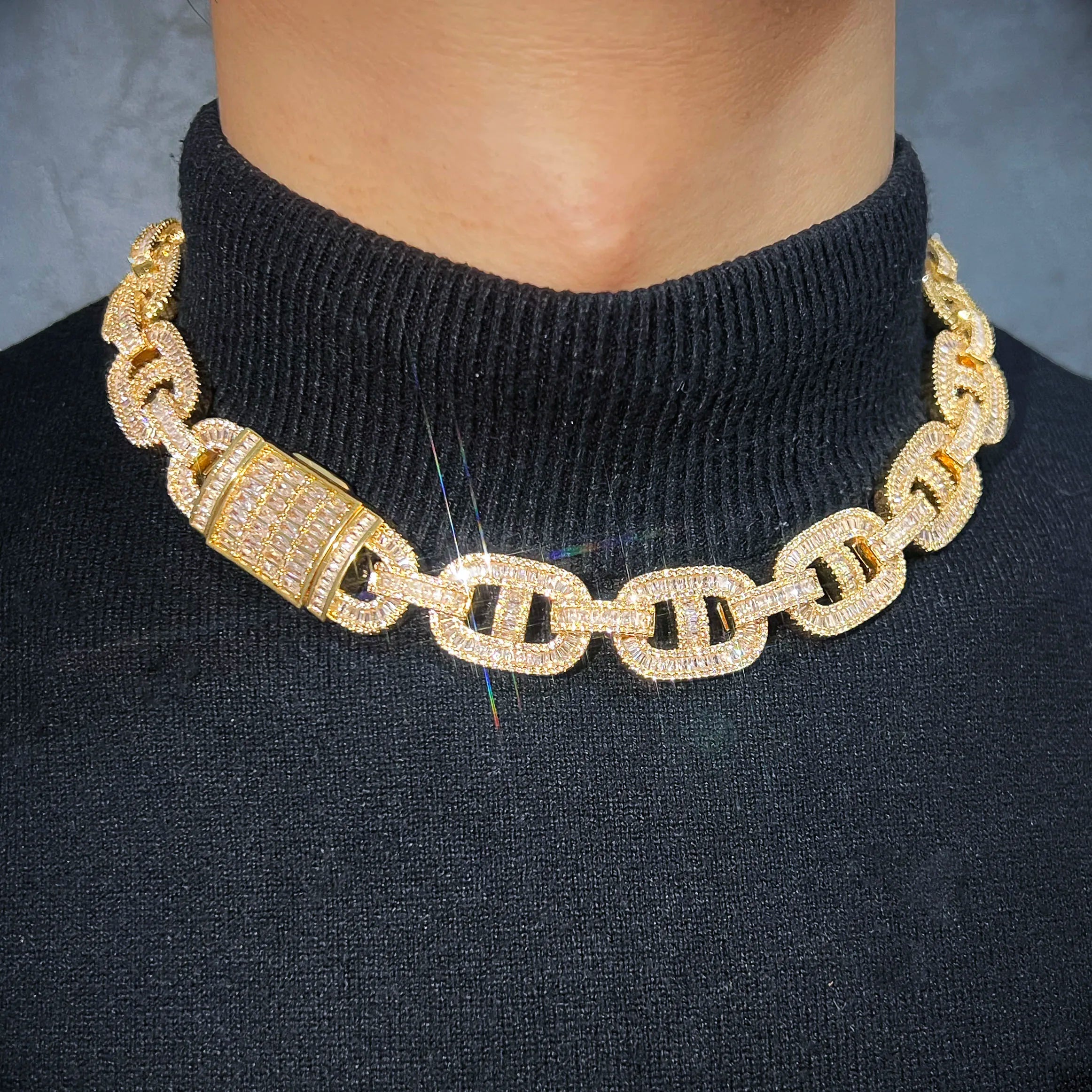 Baguette Mariner Link Chain Necklace - 18MM - Icedgame & Co