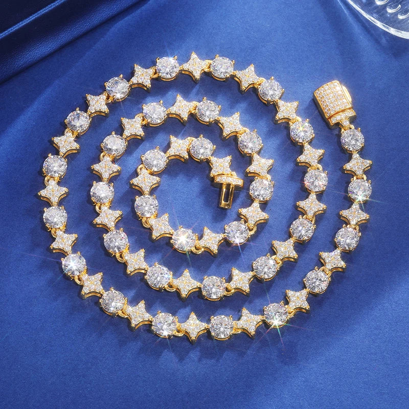 10mm - S925 Moissanite Round Diamond Star Tennis Necklace