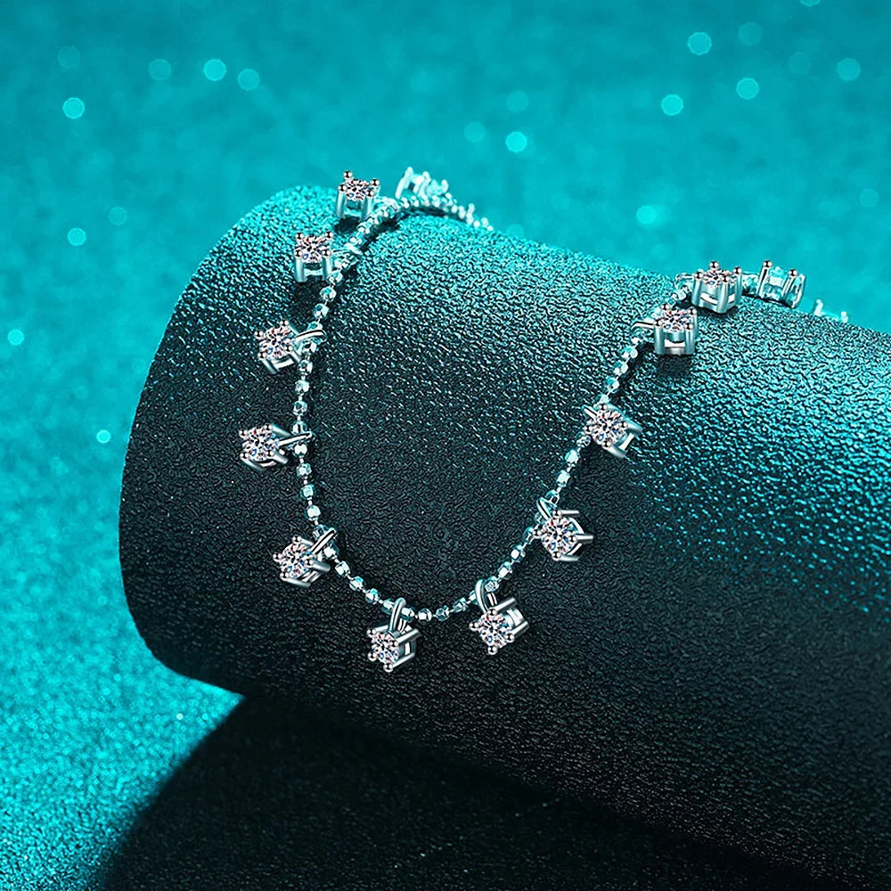 Women's S925 Moissanite Diamond Dangle Princess Necklace - 4mm