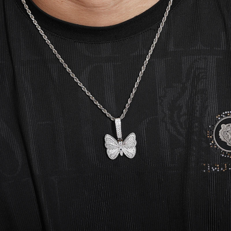 S925 Moissanite Butterfly Pave Diamond Pendant - Icedgame & Co