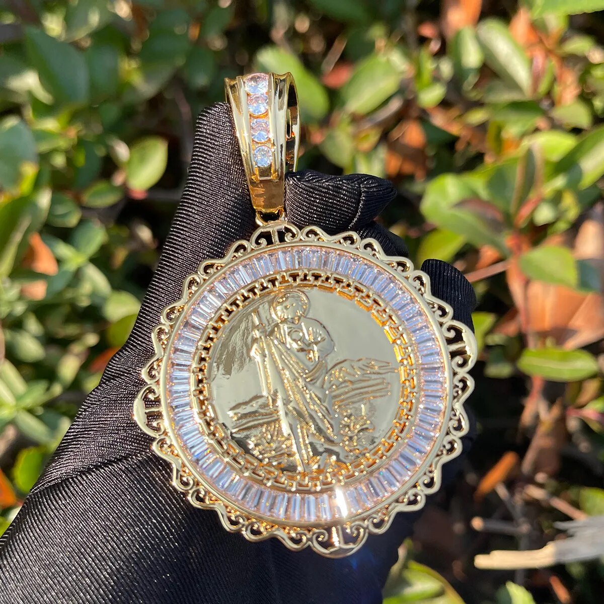 Iced Baguette San Judas Pendant