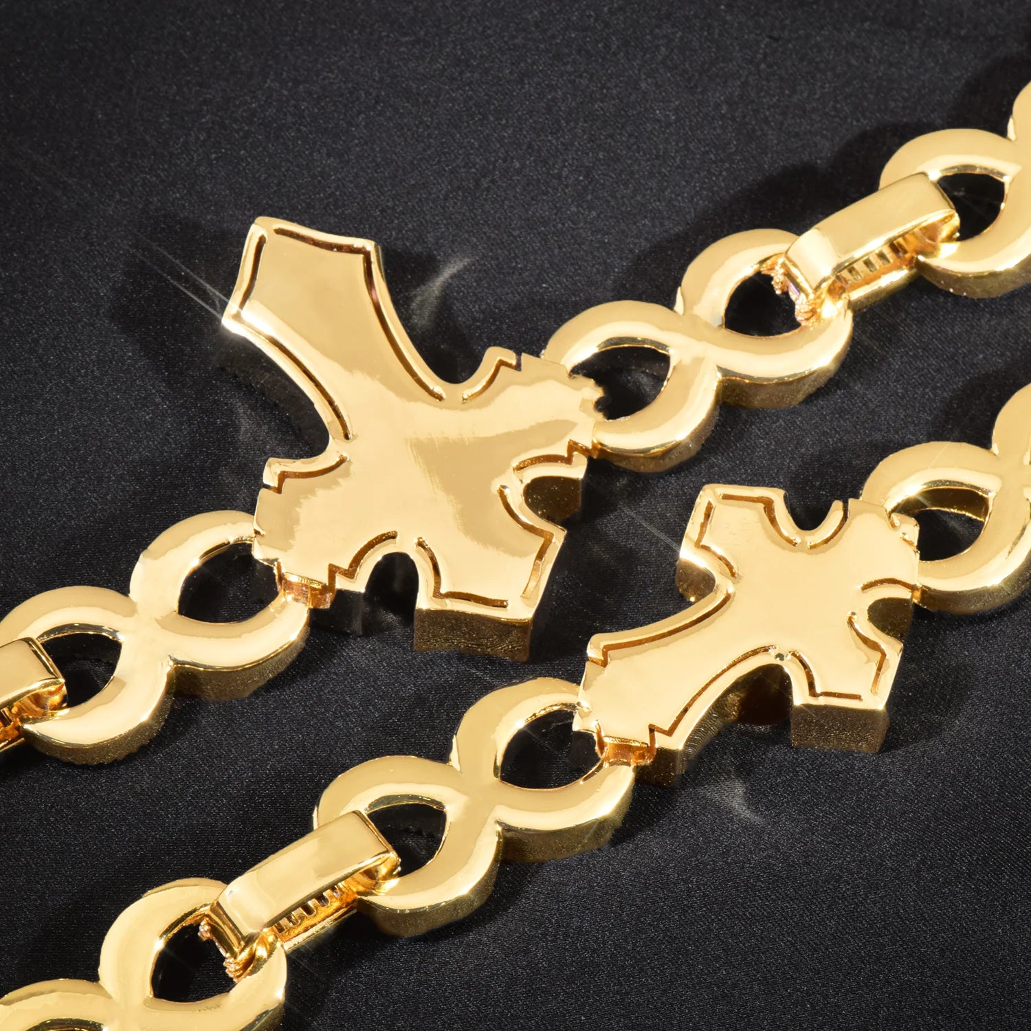 Infinity Baguette Cross Diamond Link Chain - 15mm