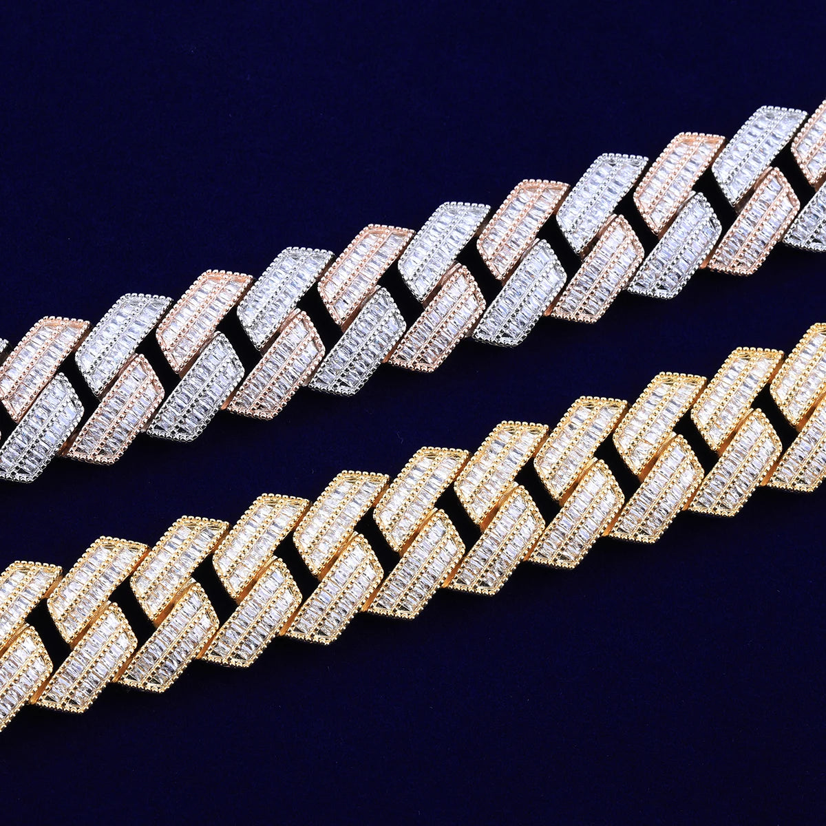 20mm Baguatte Prong Cuban Link Necklace