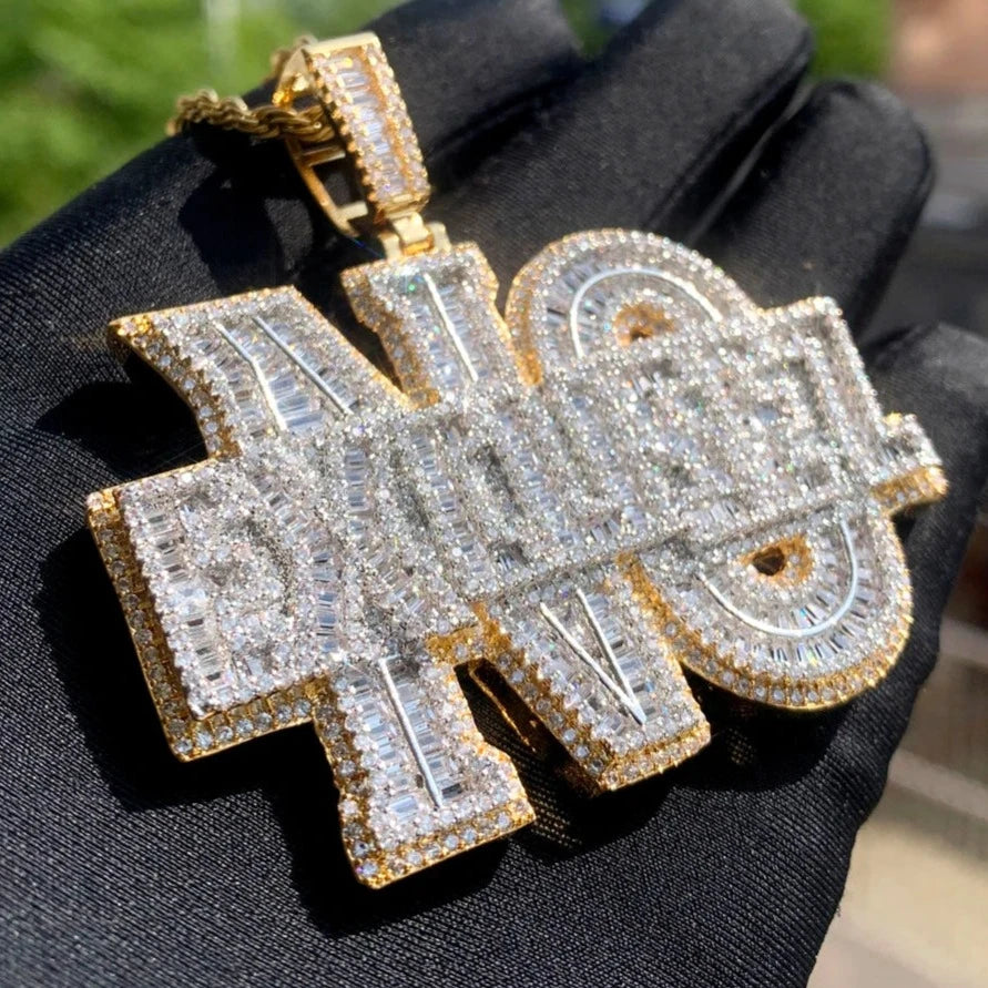 Iced Out "NO EXCUSEZ" Diamond Letter Pendant