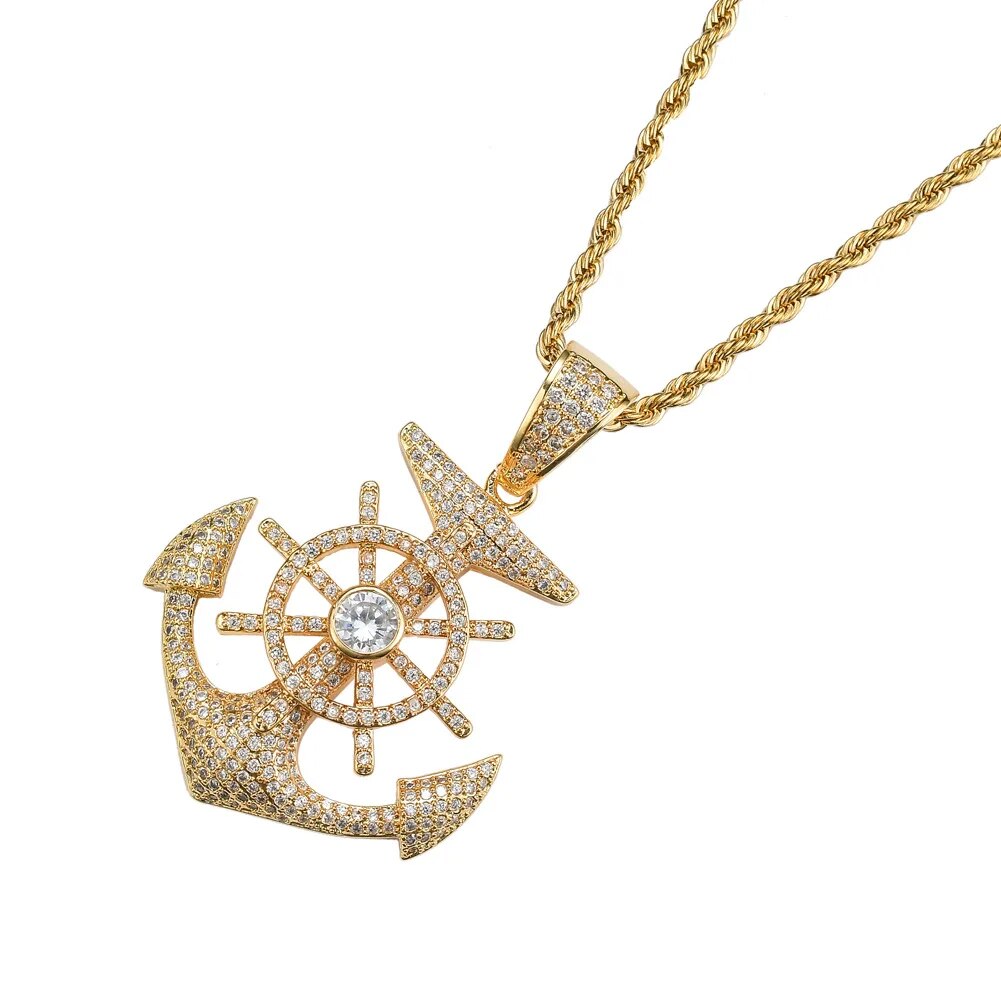 Iced Anchor Diamond Pendant Necklace - Icedgame & Co