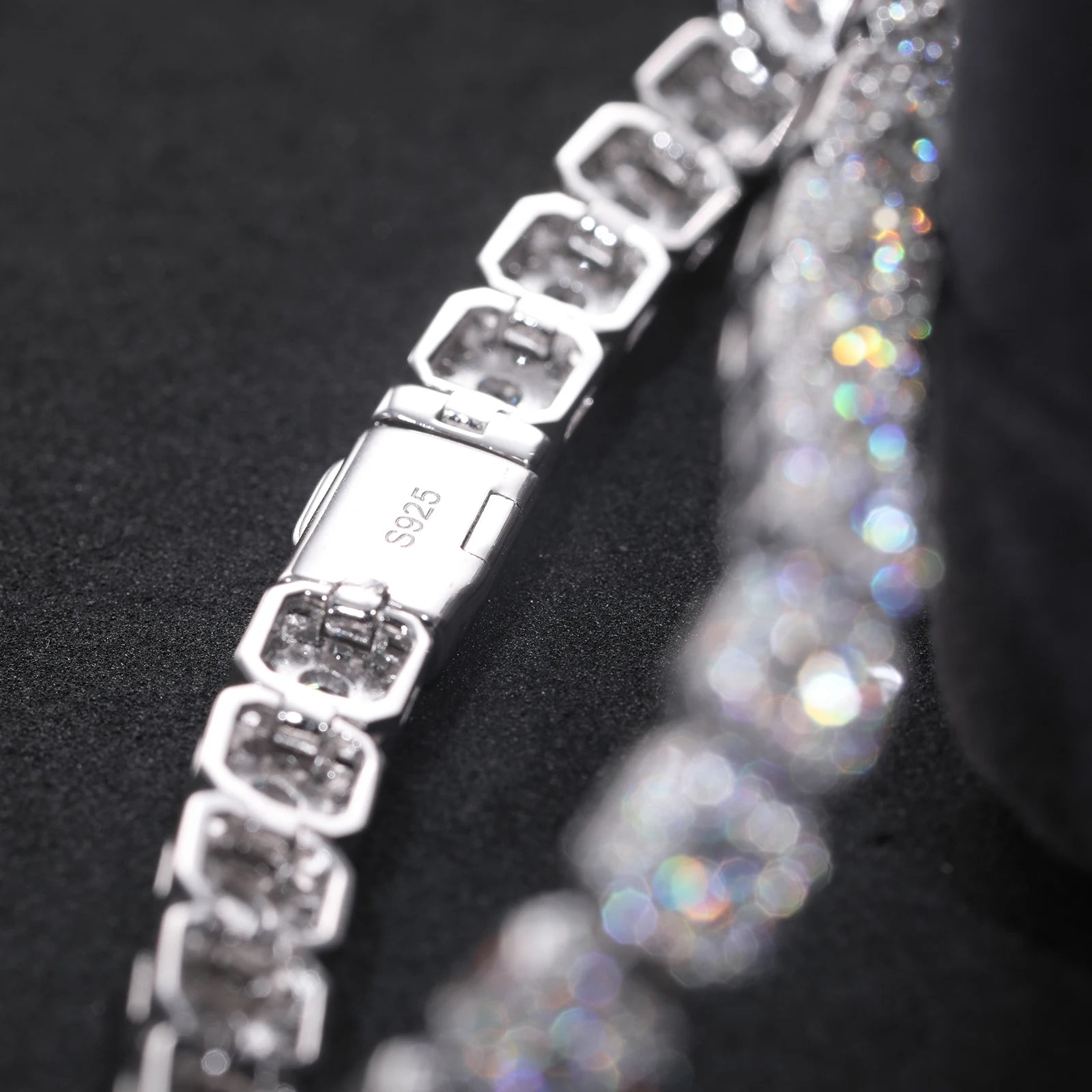 S925 Moissanite Micro Clustered Tennis Bracelet - White Gold (6MM)