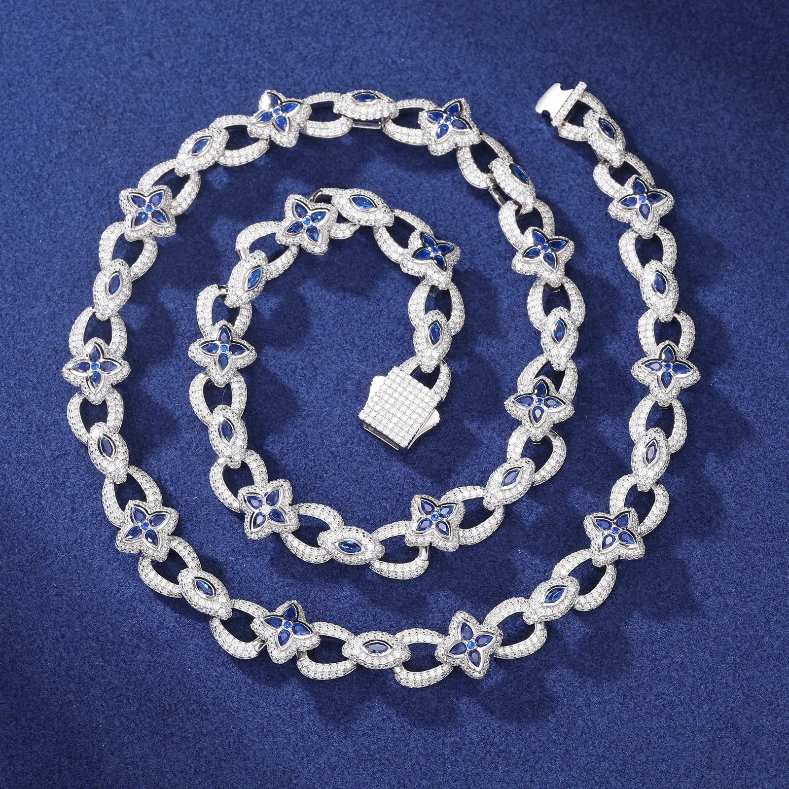 S925 Moissanite Flower Devil Eye Diamond Link Bracelet or Necklace
