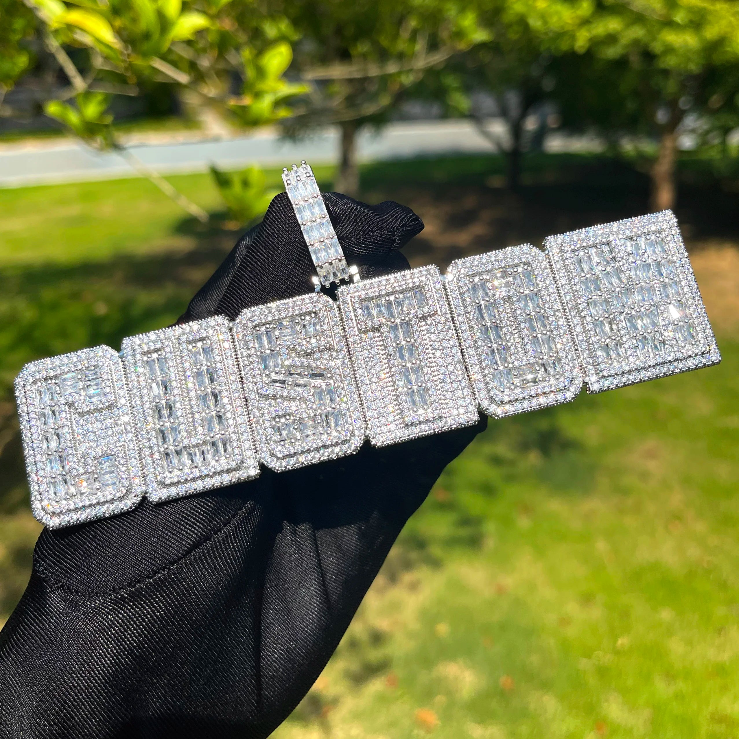 Custom Blocky University Letter Font Pendant - Icedgame & Co