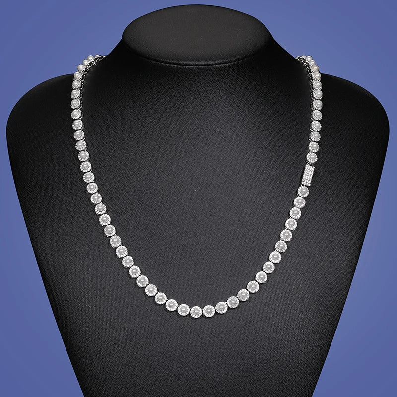 S925 Pearl Halo Diamond Chain