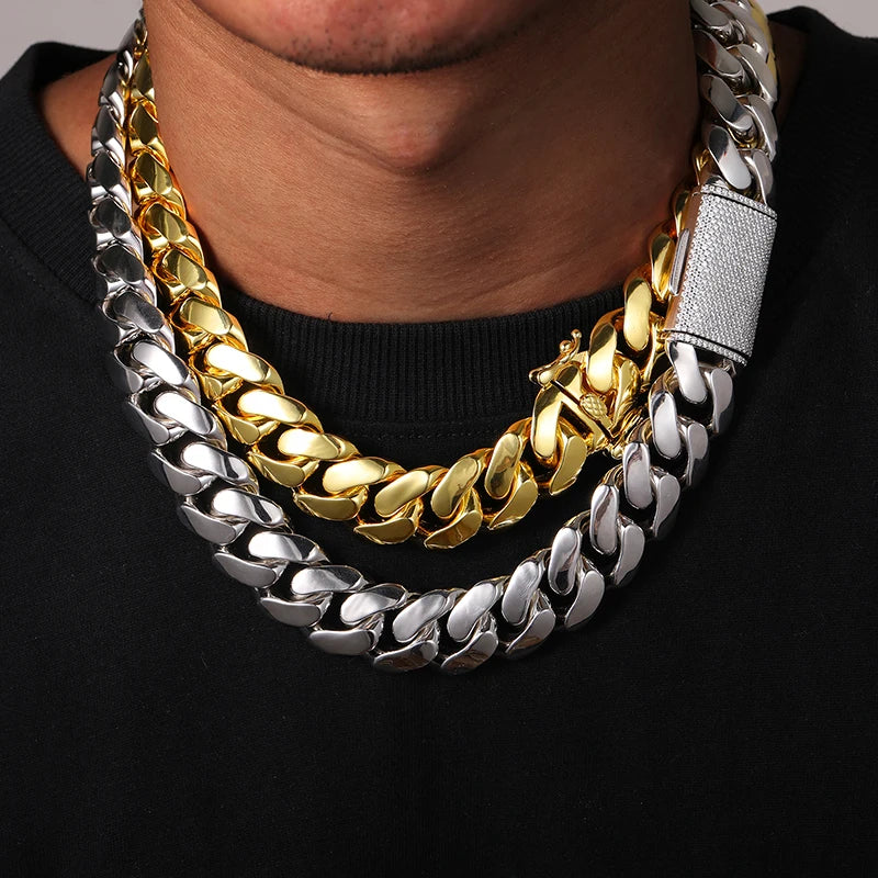 20mm Solid 18k Miami Cuban Link Chain w/Iced Clasp