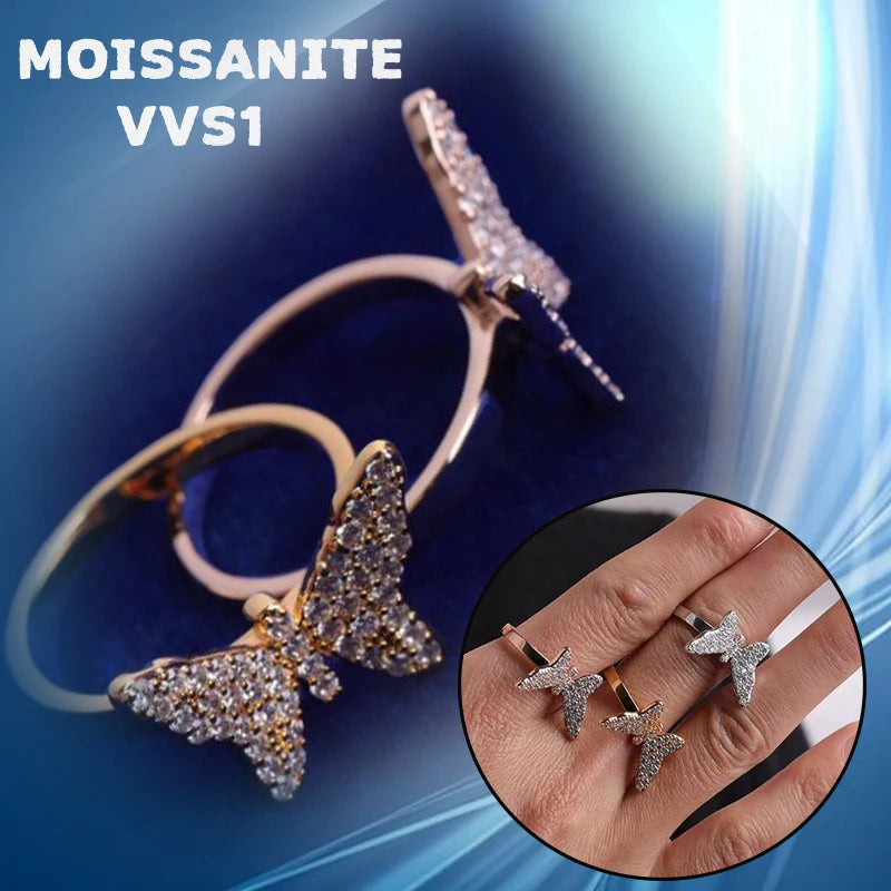 S925 VVS1 Moissanite Butterfly Ring