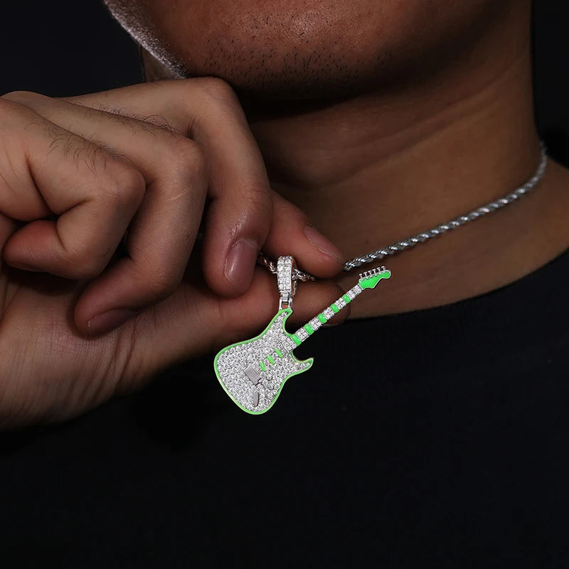 S925 Moissanite Luminous Guitar Diamond Pendant