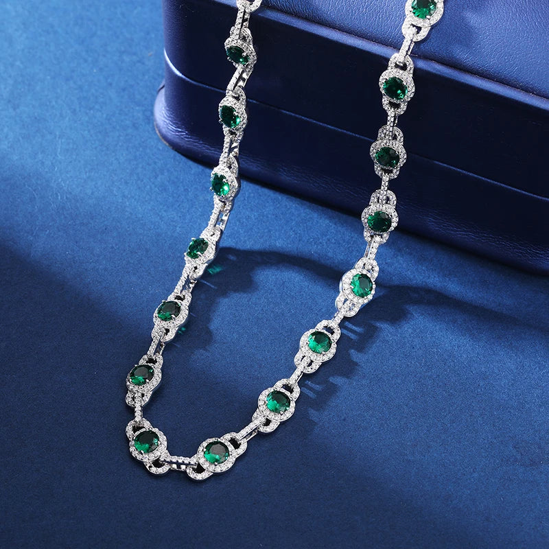 S925 Moissanite Radiant Crescent Diamond Halo Necklace