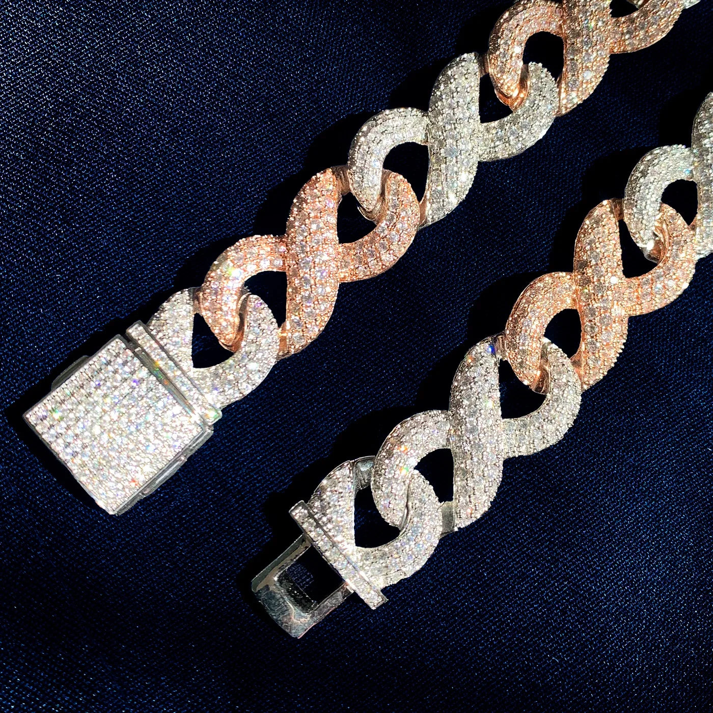 TWO-TONE ROSE GOLD INFINITY CUBAN LINK CHAIN NECKLACE - 15MM