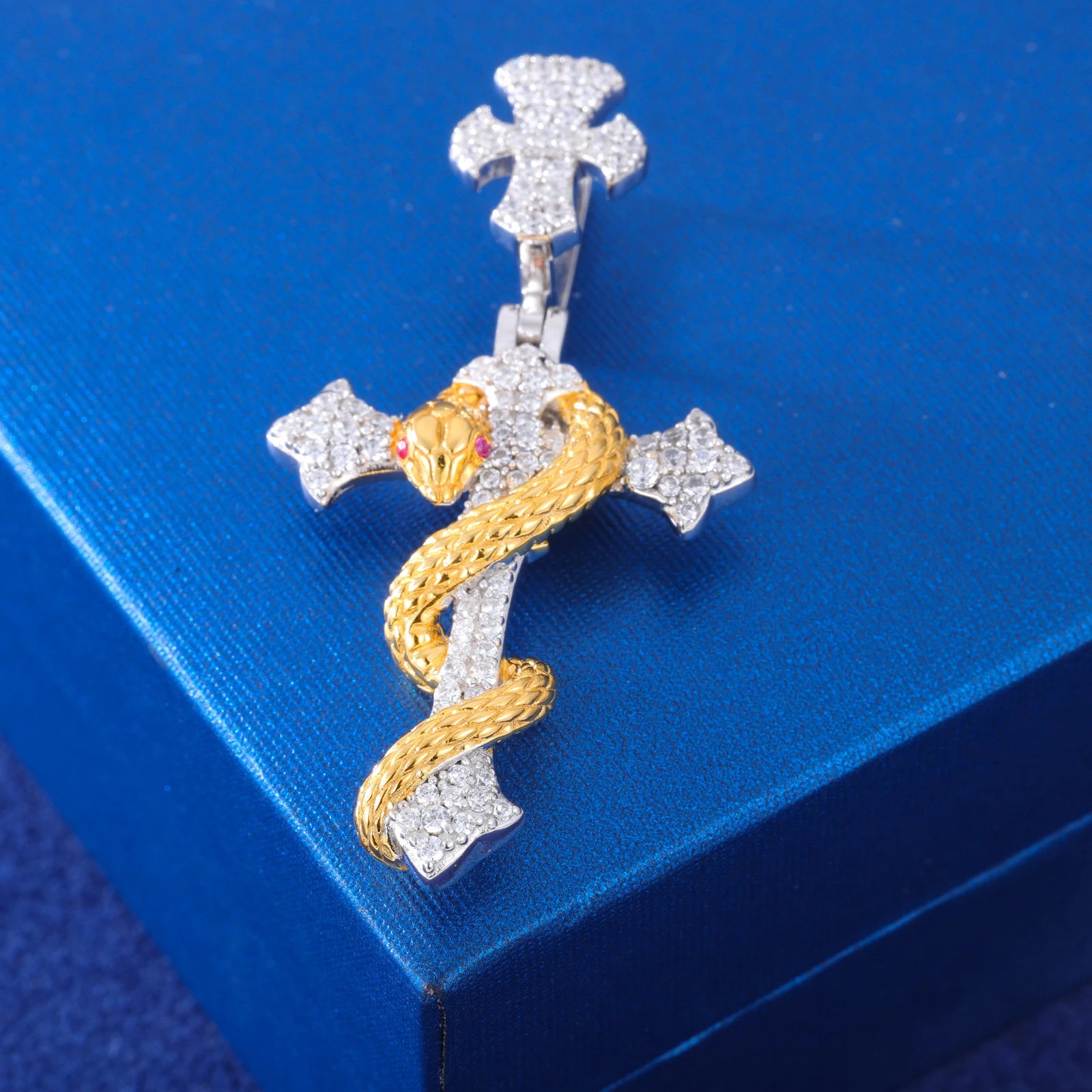 S925 Moissanite The Rod of Asclepius Cross Pendant