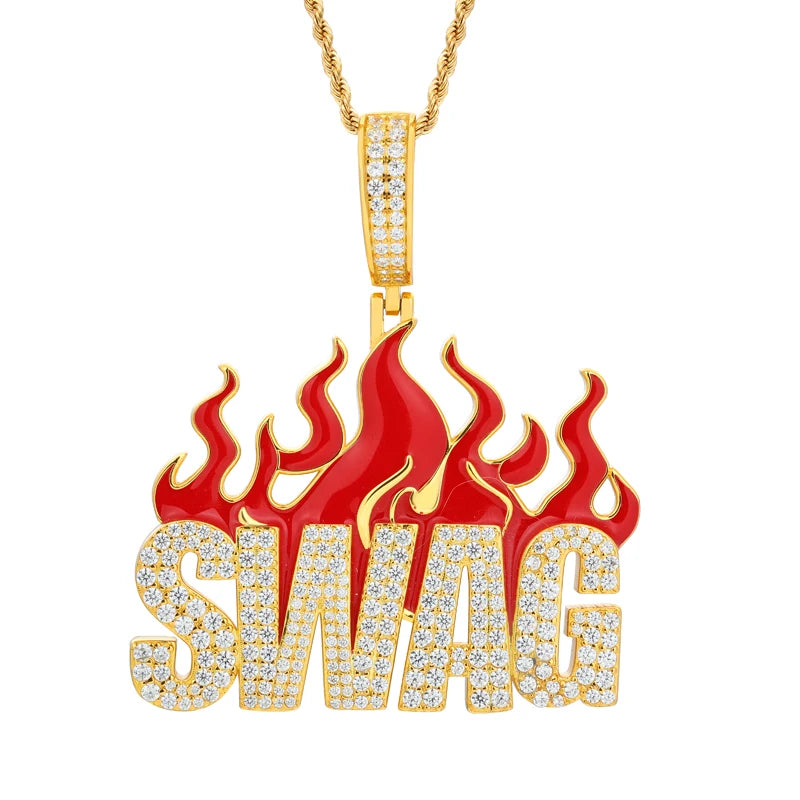 S925 Moissanite Diamond Fire SWAG Pendant