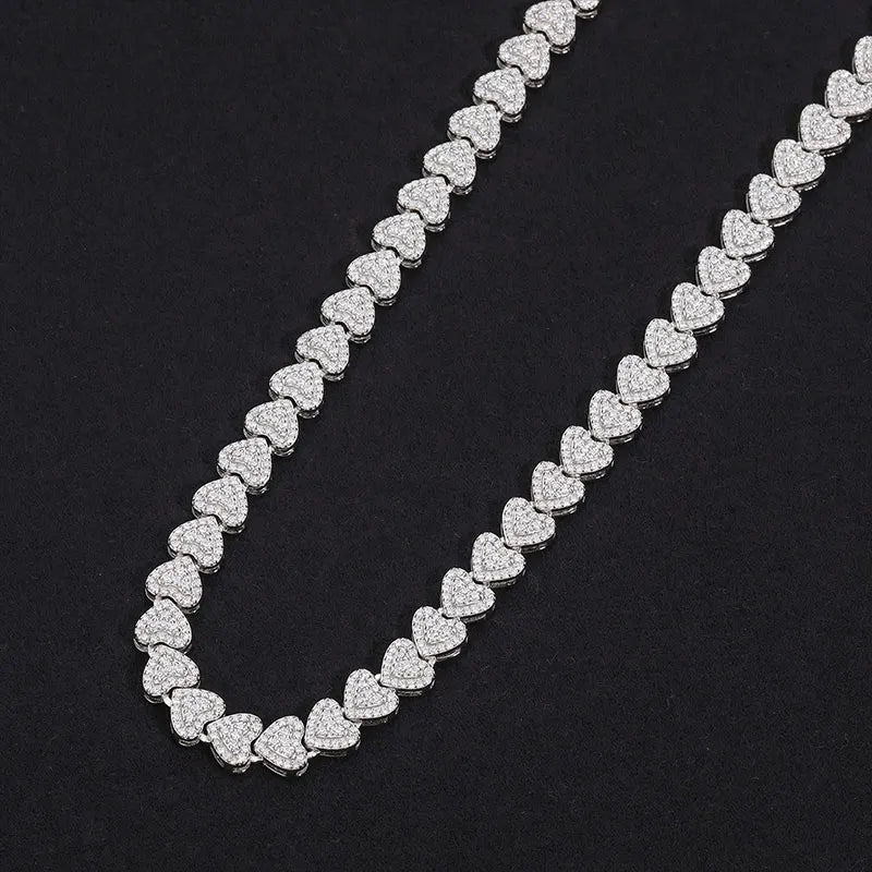 Moissanite Layered-Heart Link Chain Necklace
