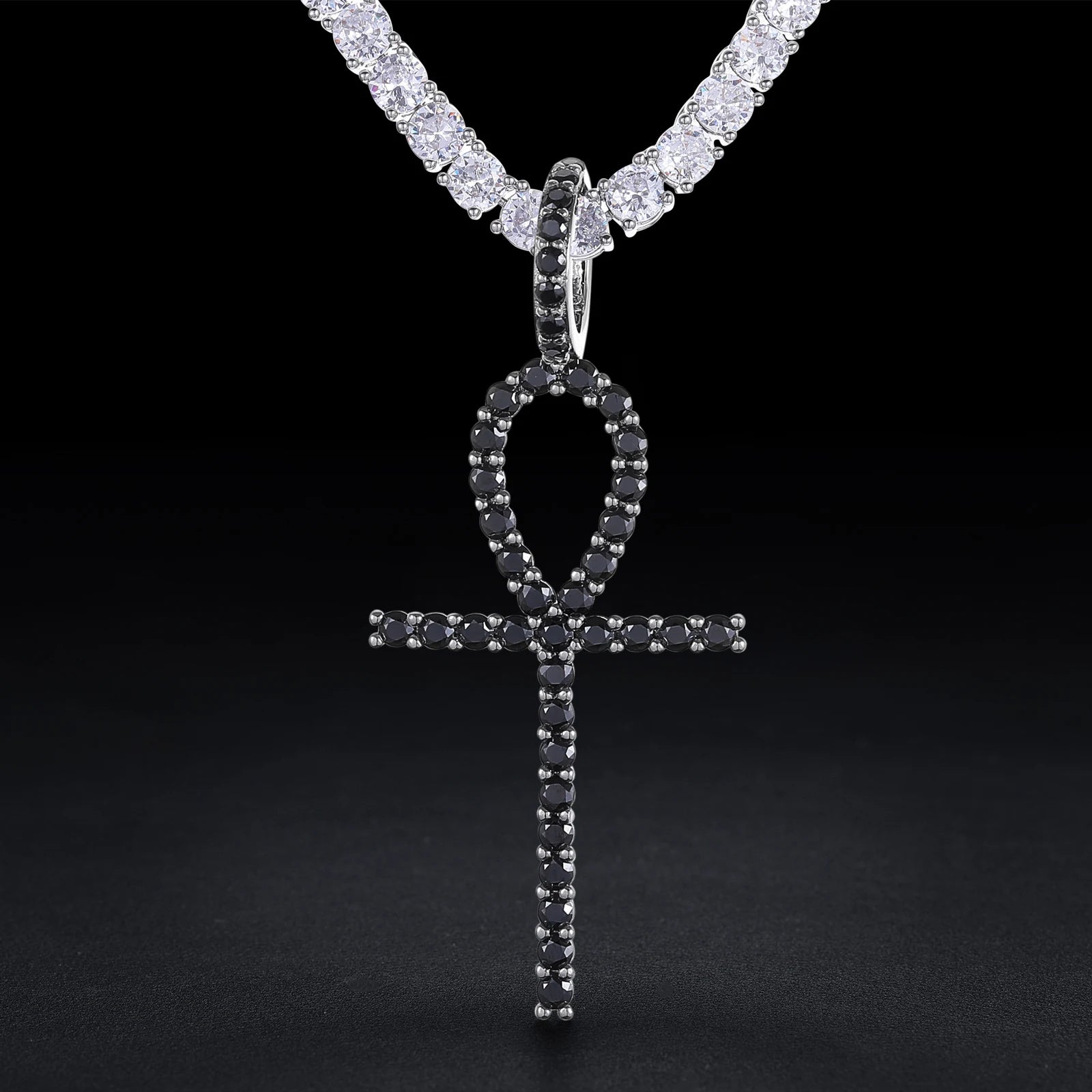 S925 Moissanite Diamond Ankh Cross Pendant