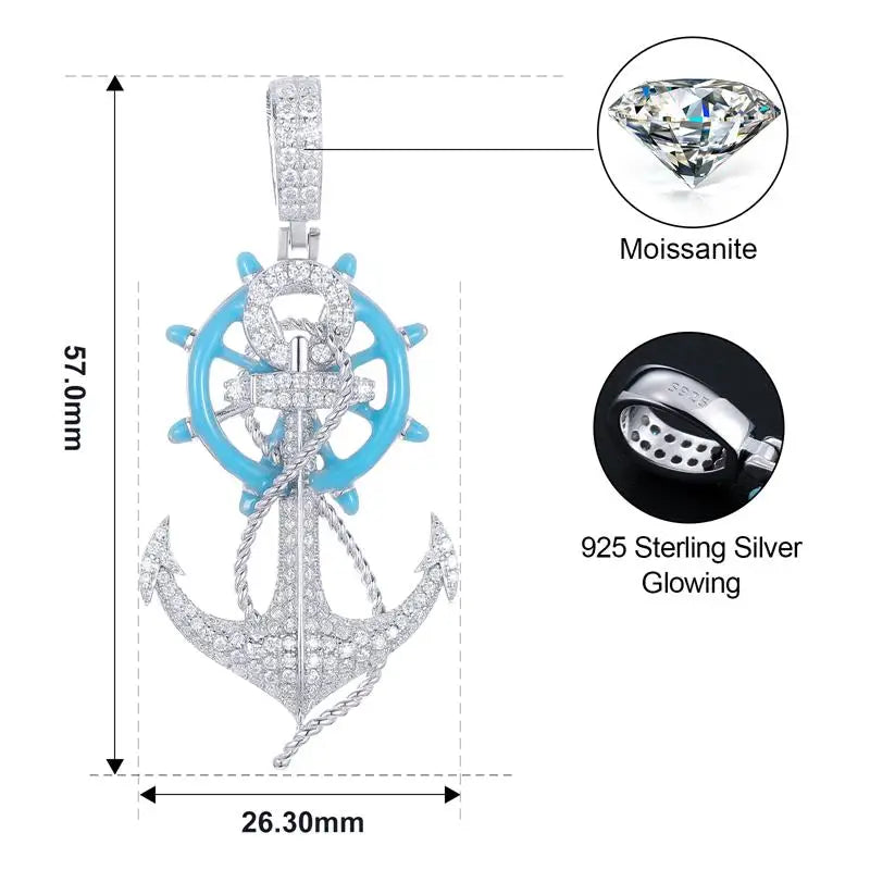 S925 Moissanite Luminous Anchor Pendant - Icedgame & Co