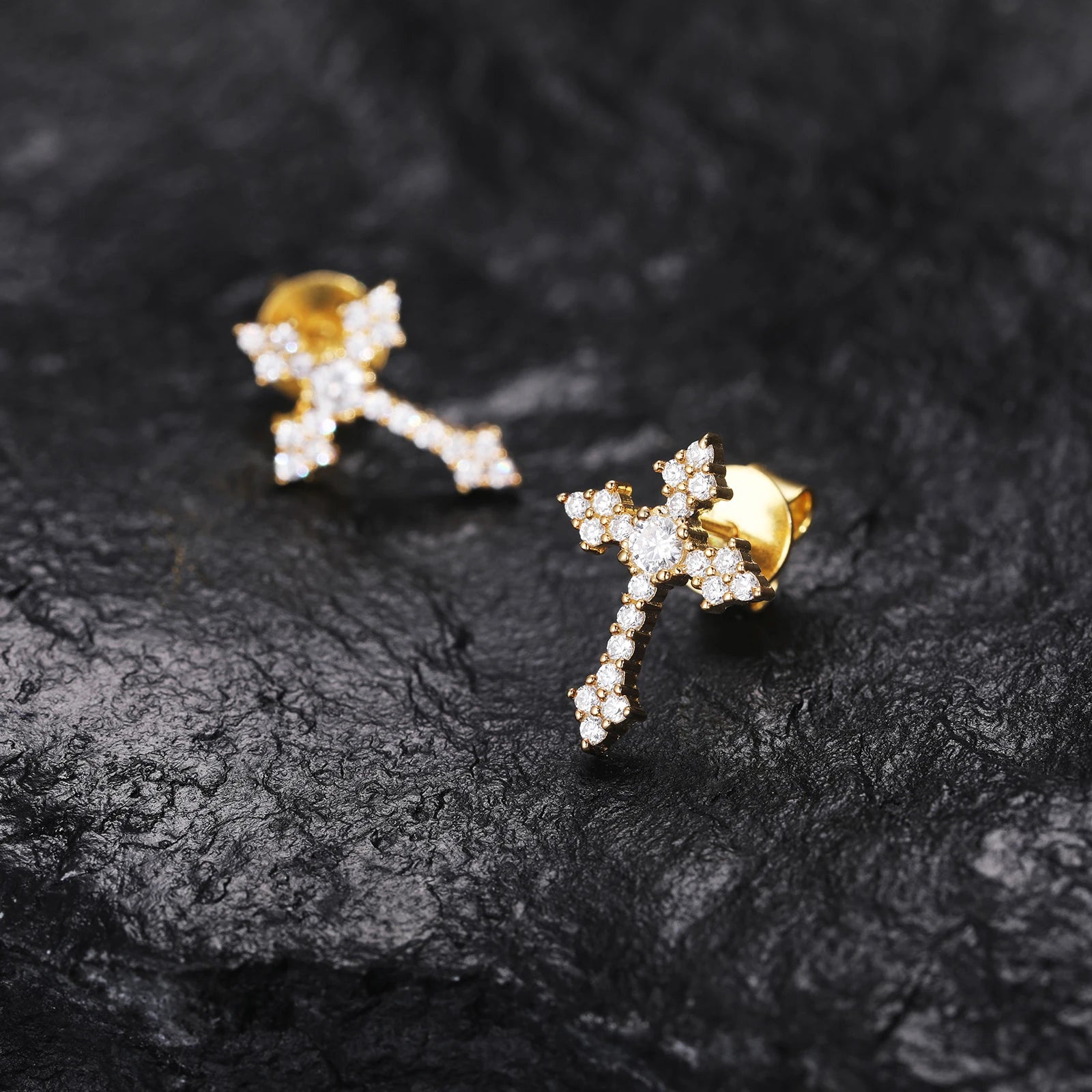 S925 Moissanite Dripping Cross Stud Earrings - Icedgame & Co