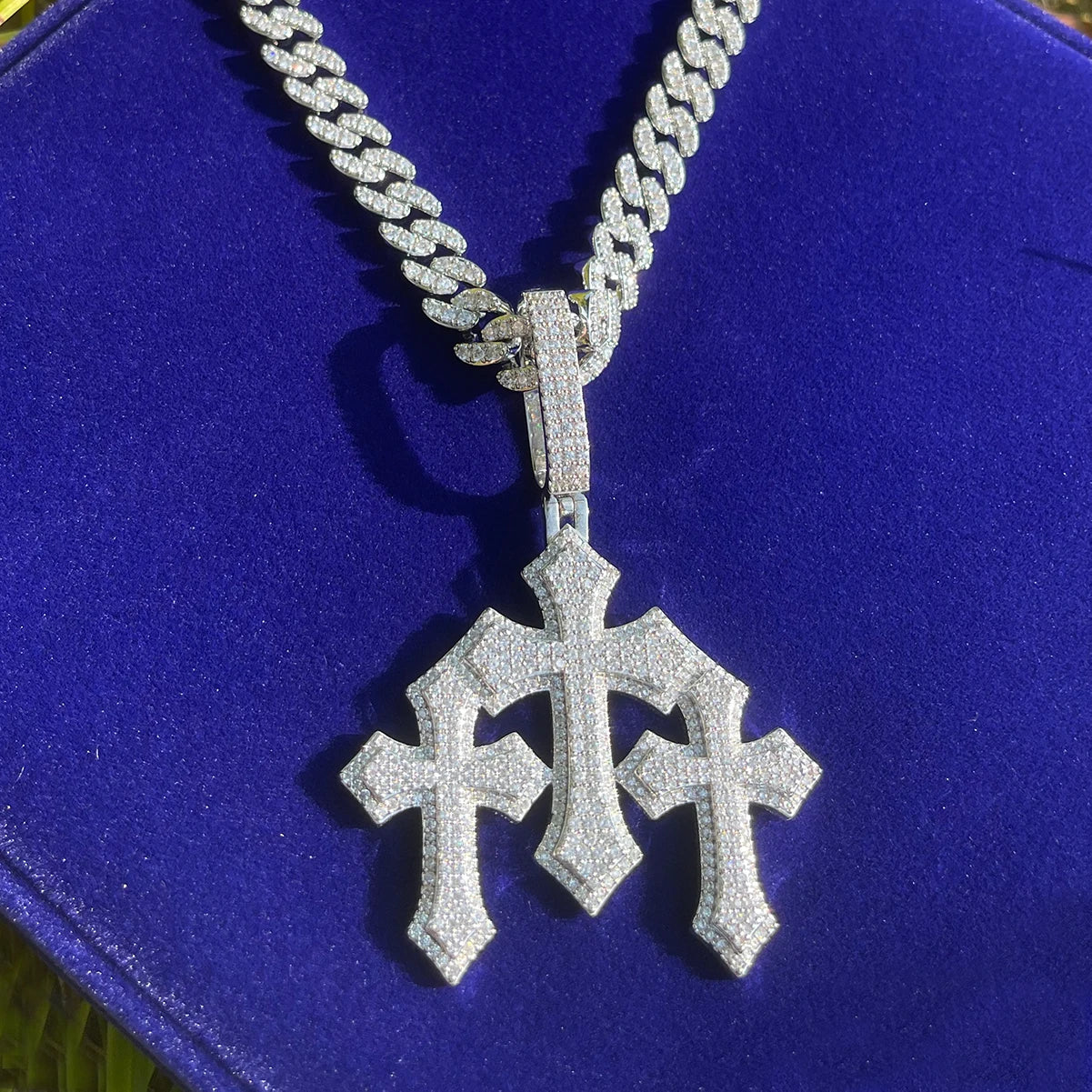 TRIPLE BAGUETTE CROSS PENDANT