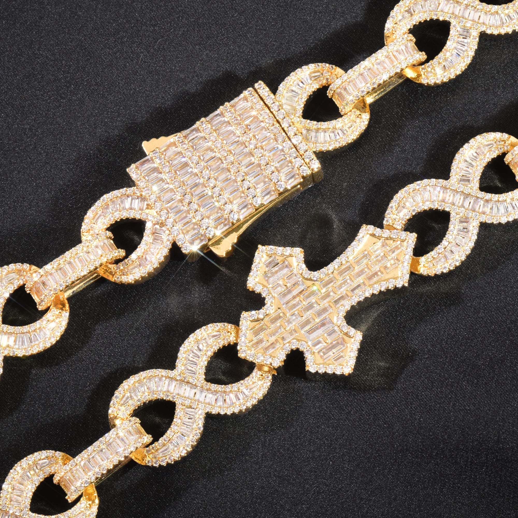 Infinity Baguette Cross Diamond Link Chain - 15mm