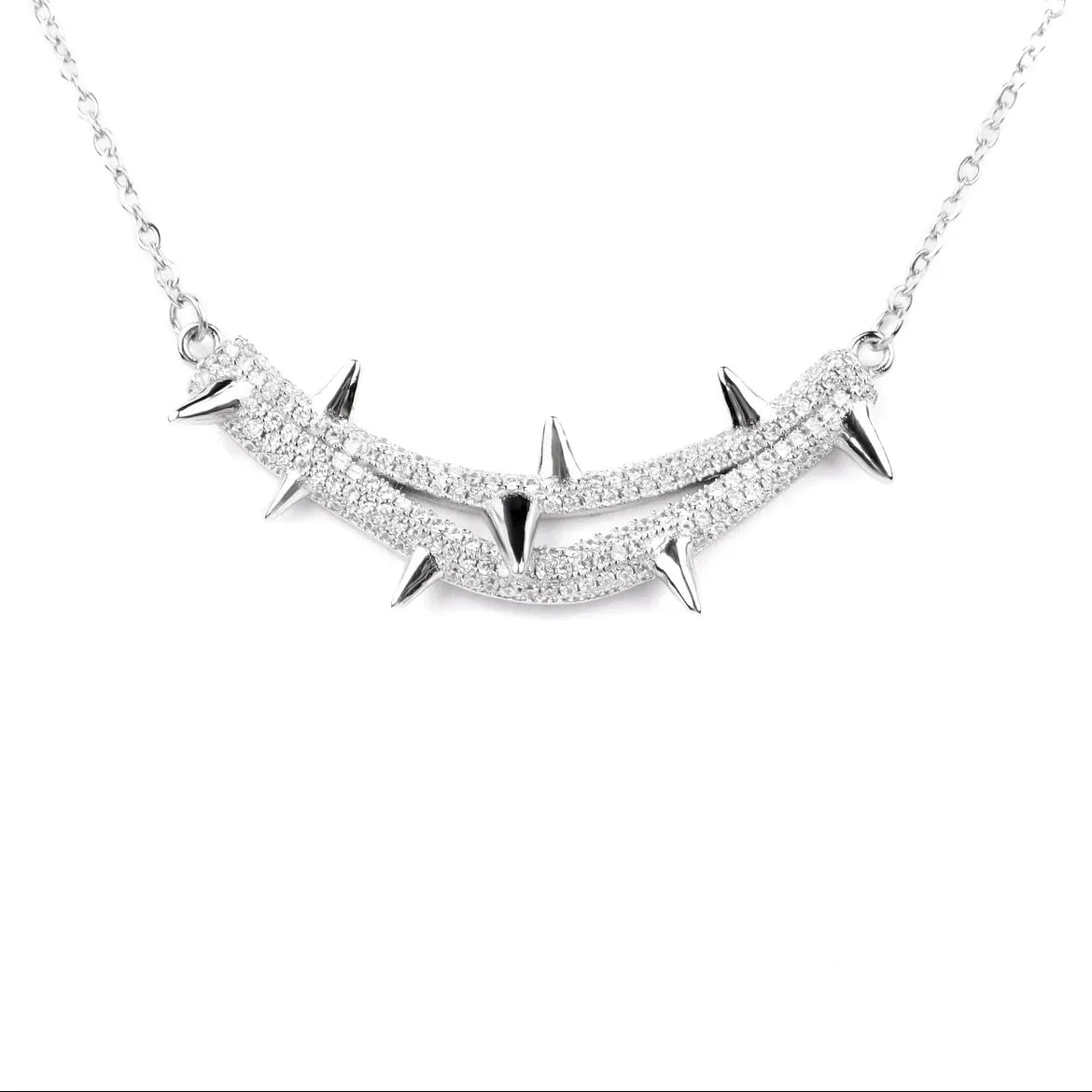 Iced Crown of Thorns Necklace - White Gold